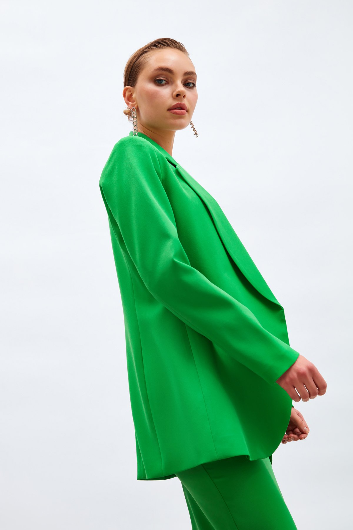 Klasik Yaka Uzun Ceket - KOYU YEŞİL