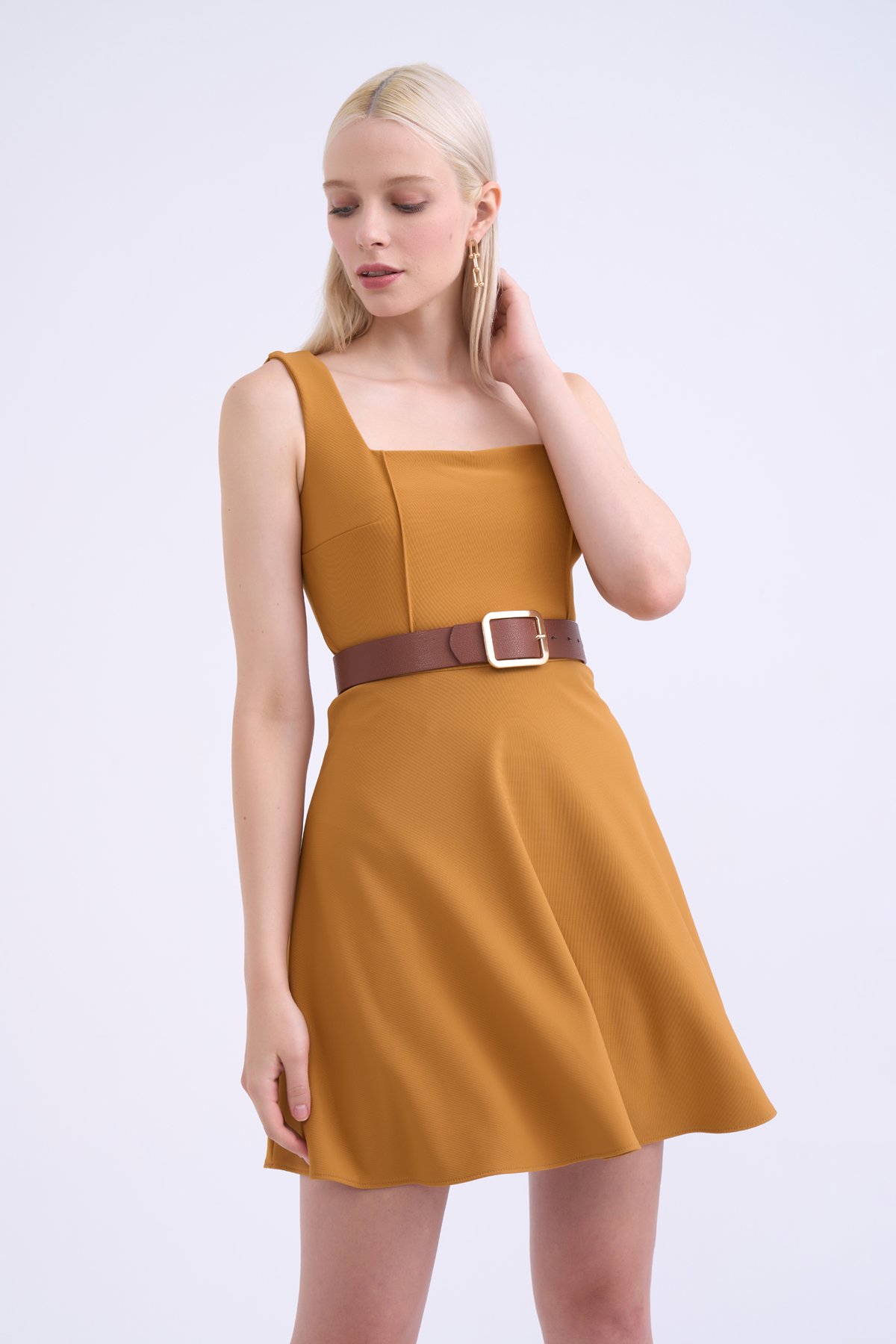 Kloş mini etek - HARDAL