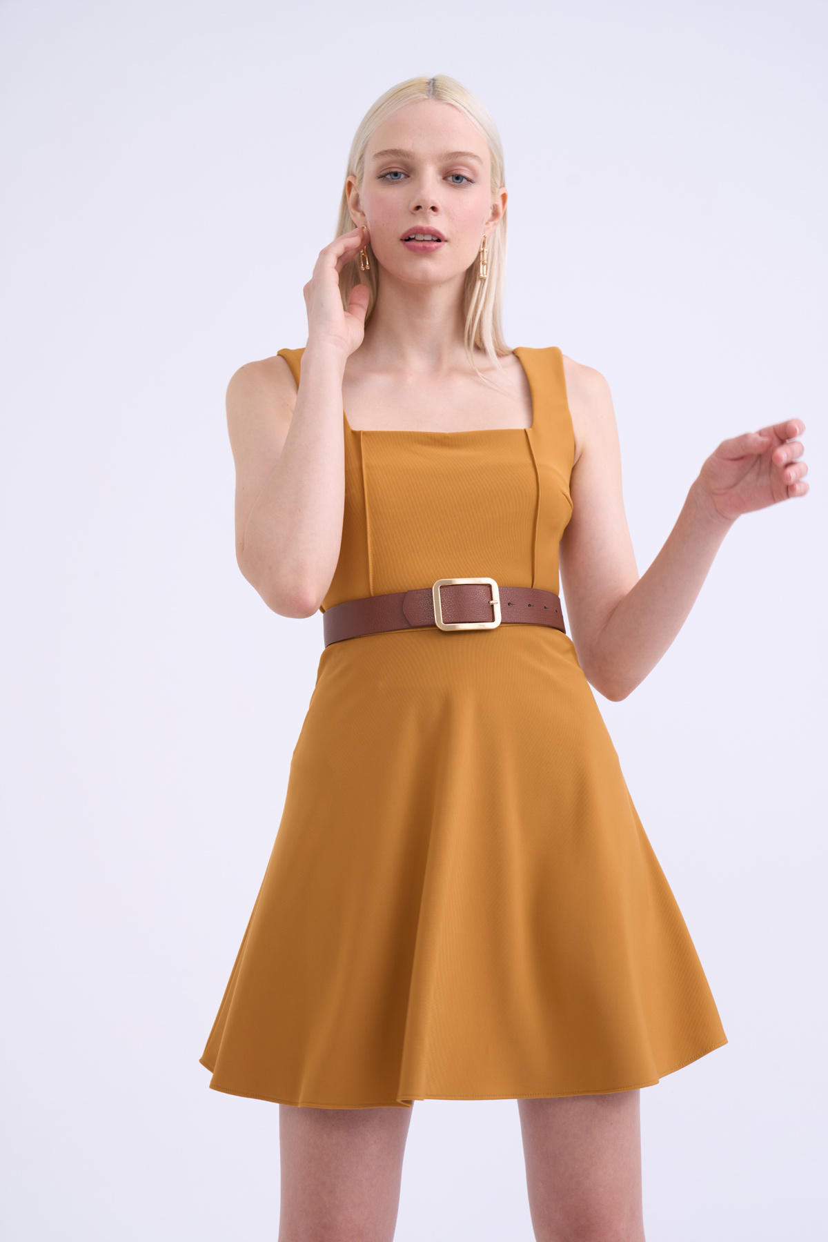 Kloş mini etek - HARDAL