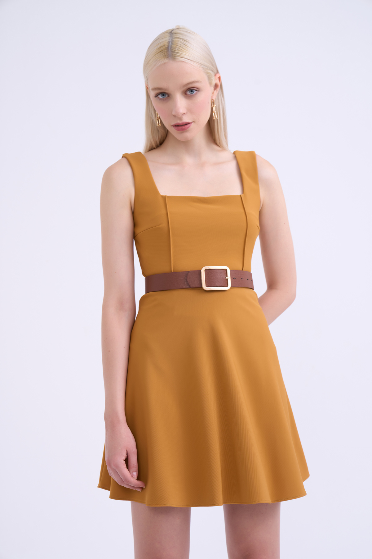 Kloş mini etek - HARDAL