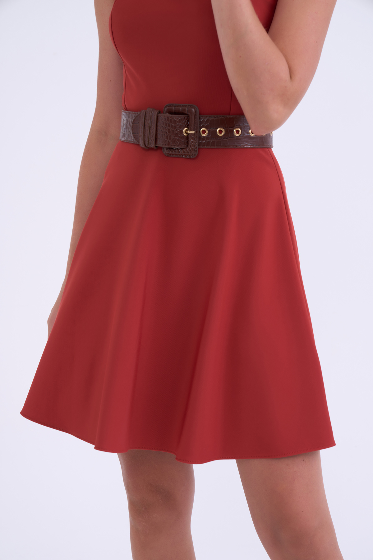 Kloş mini etek - KİREMİT