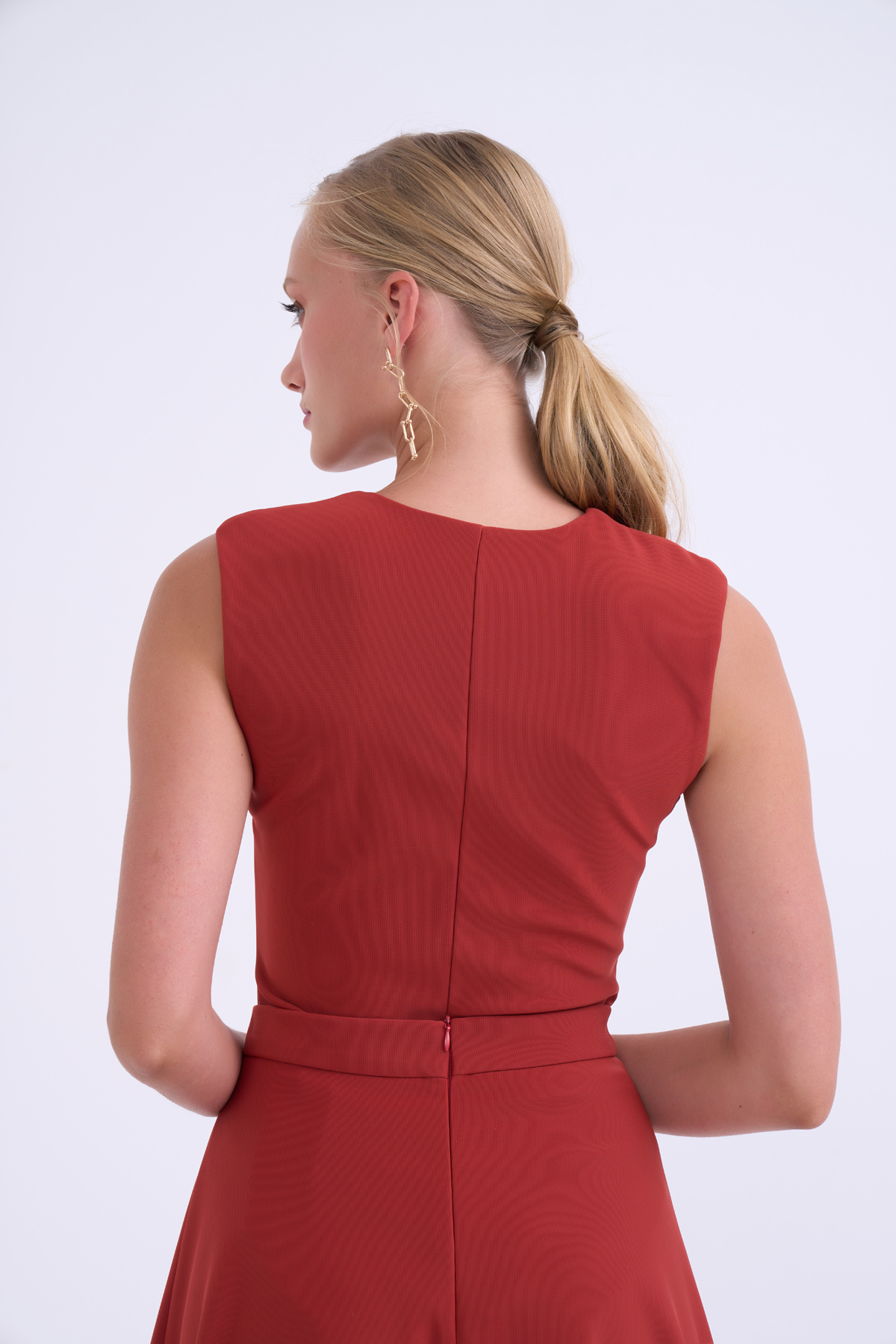 Kloş mini etek - KİREMİT