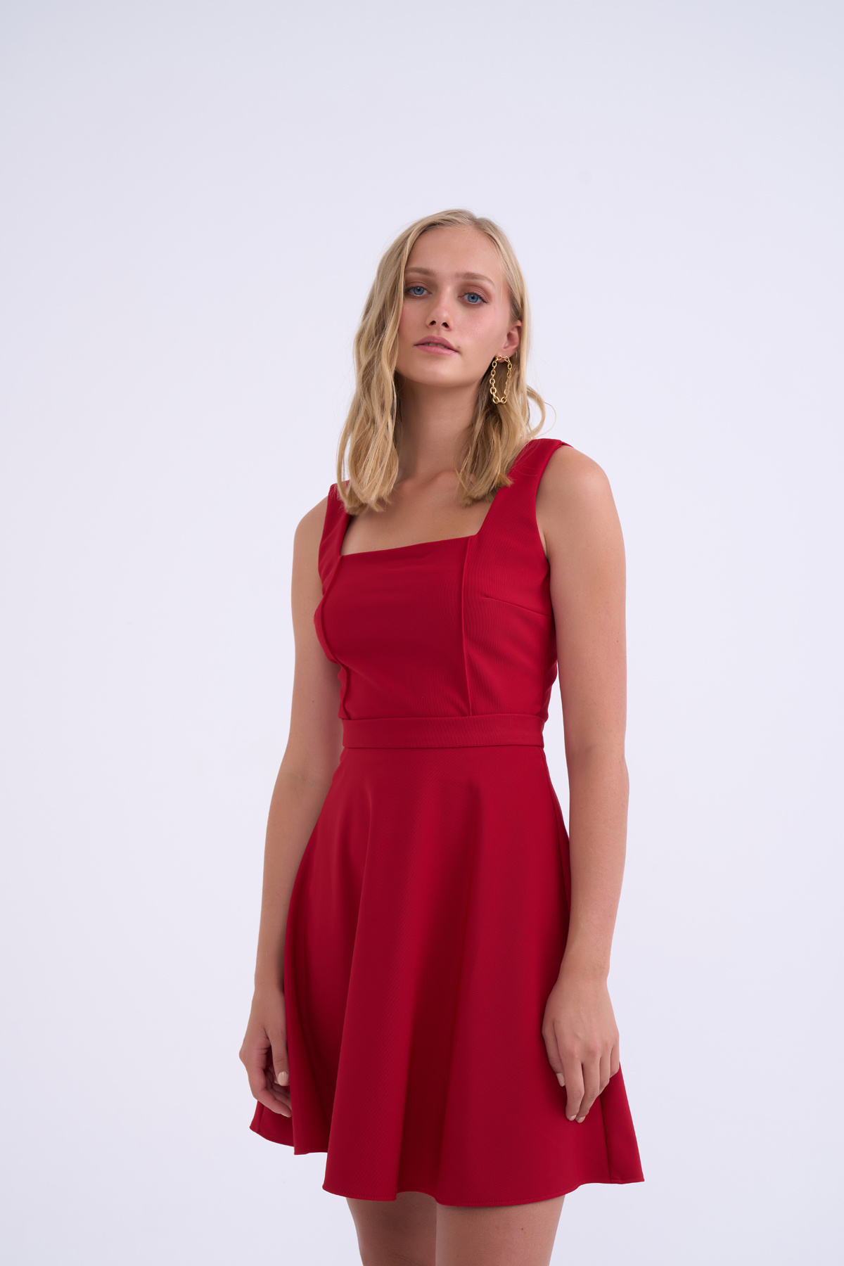 Kloş mini etek - KIRMIZI