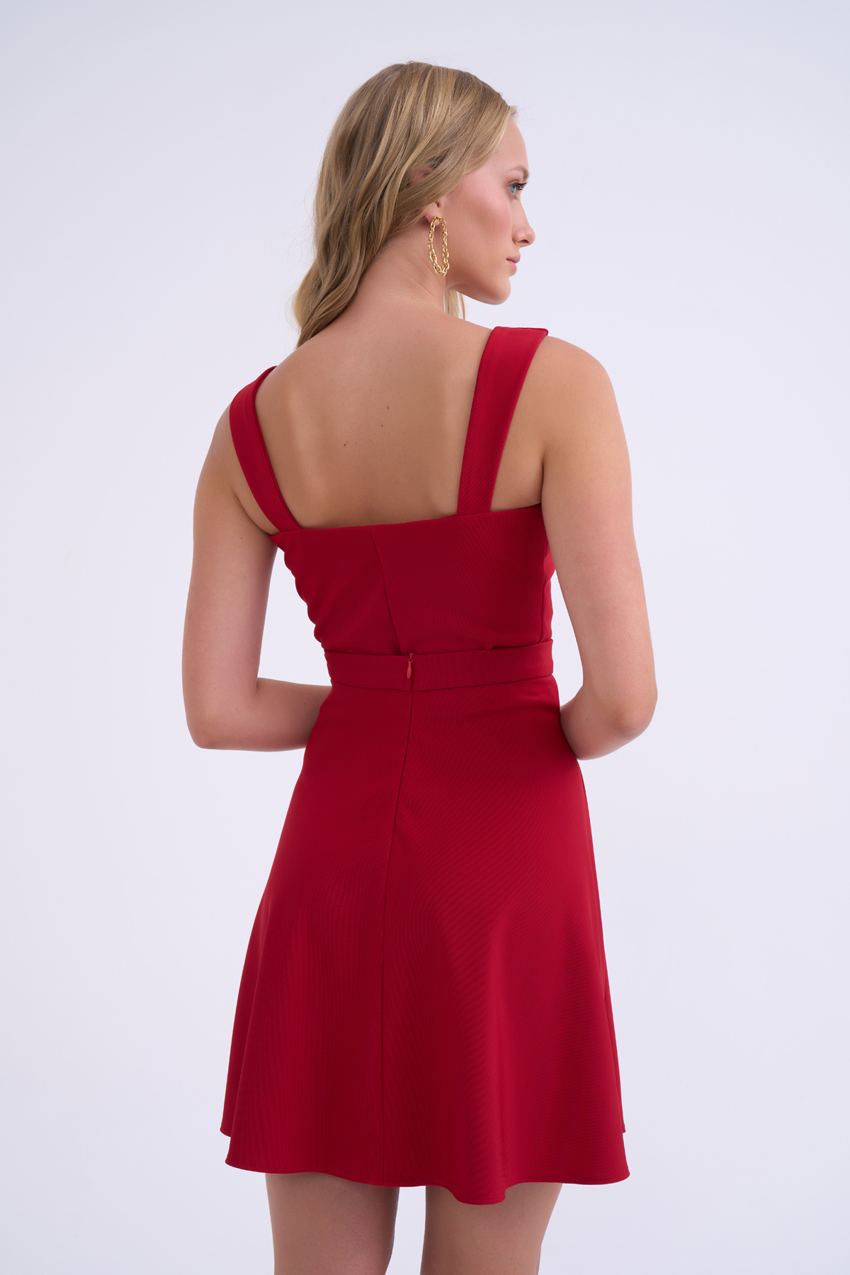 Kloş mini etek - KIRMIZI