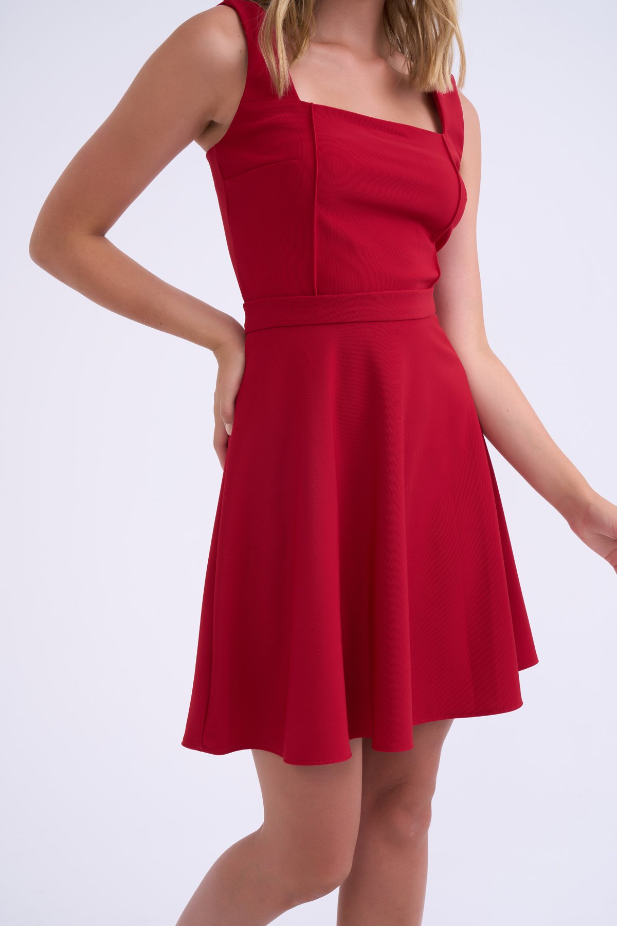 Kloş mini etek - KIRMIZI