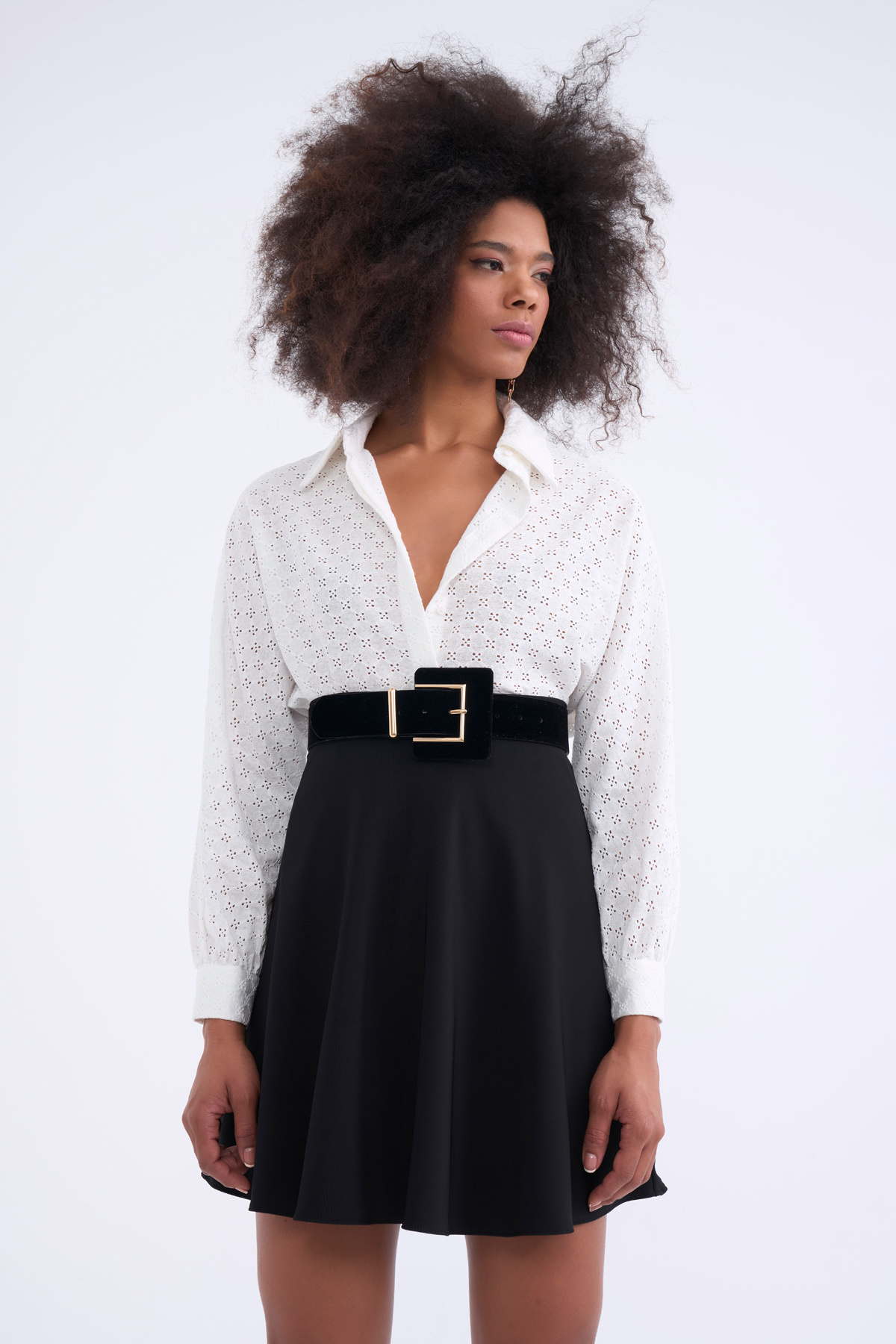 Kloş mini etek - SİYAH