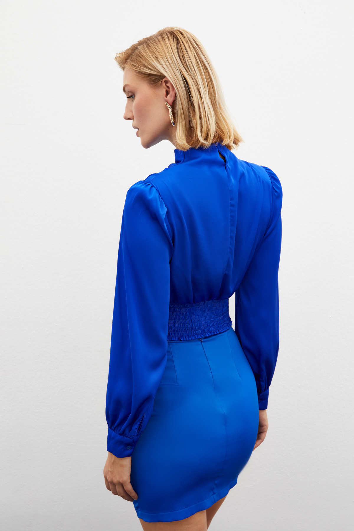 Kol Aksesuar Detaylı Bluz - SAX MAVİ