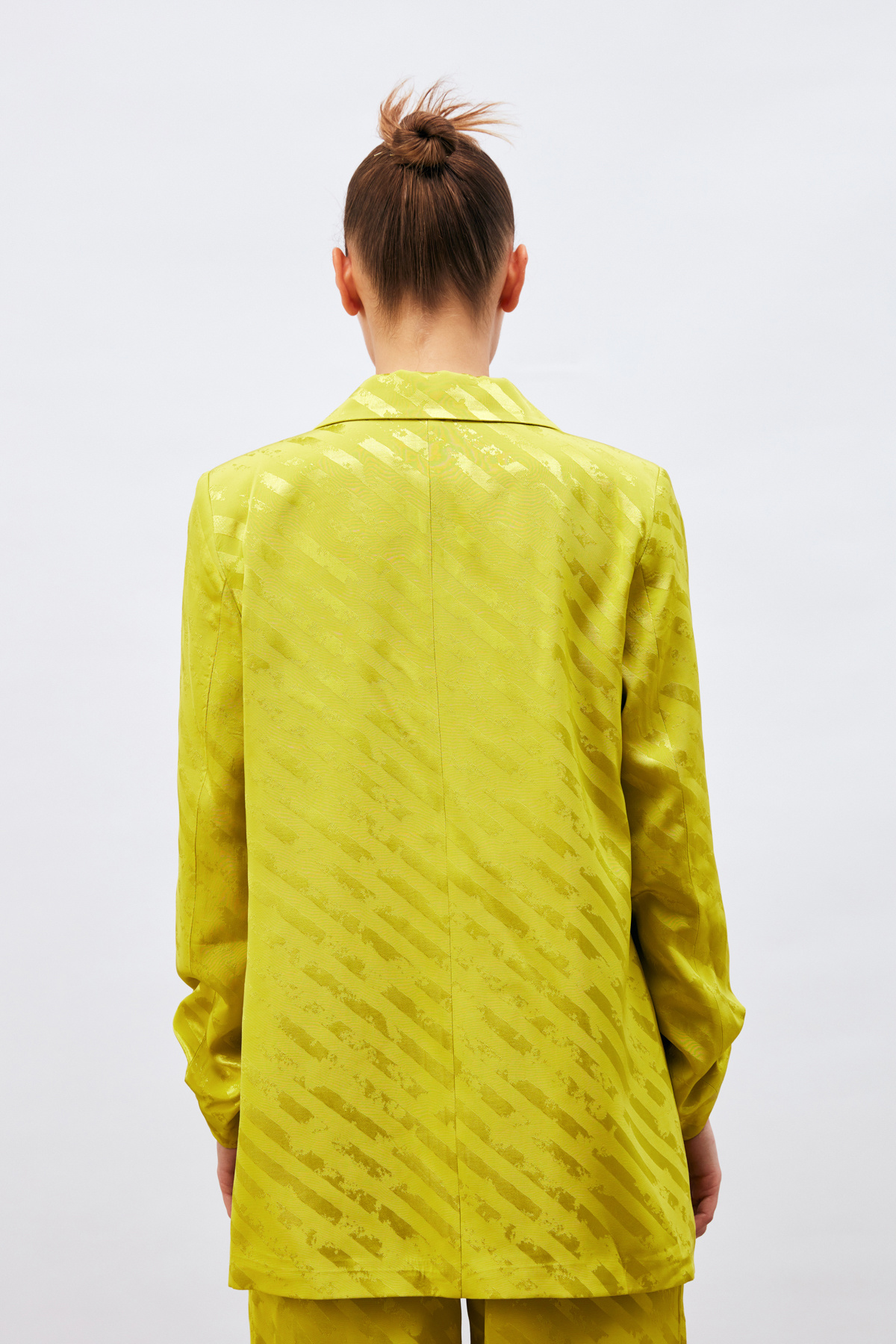 Kol Detaylı Desenli Salaş Ceket - YAĞ YEŞİLİ