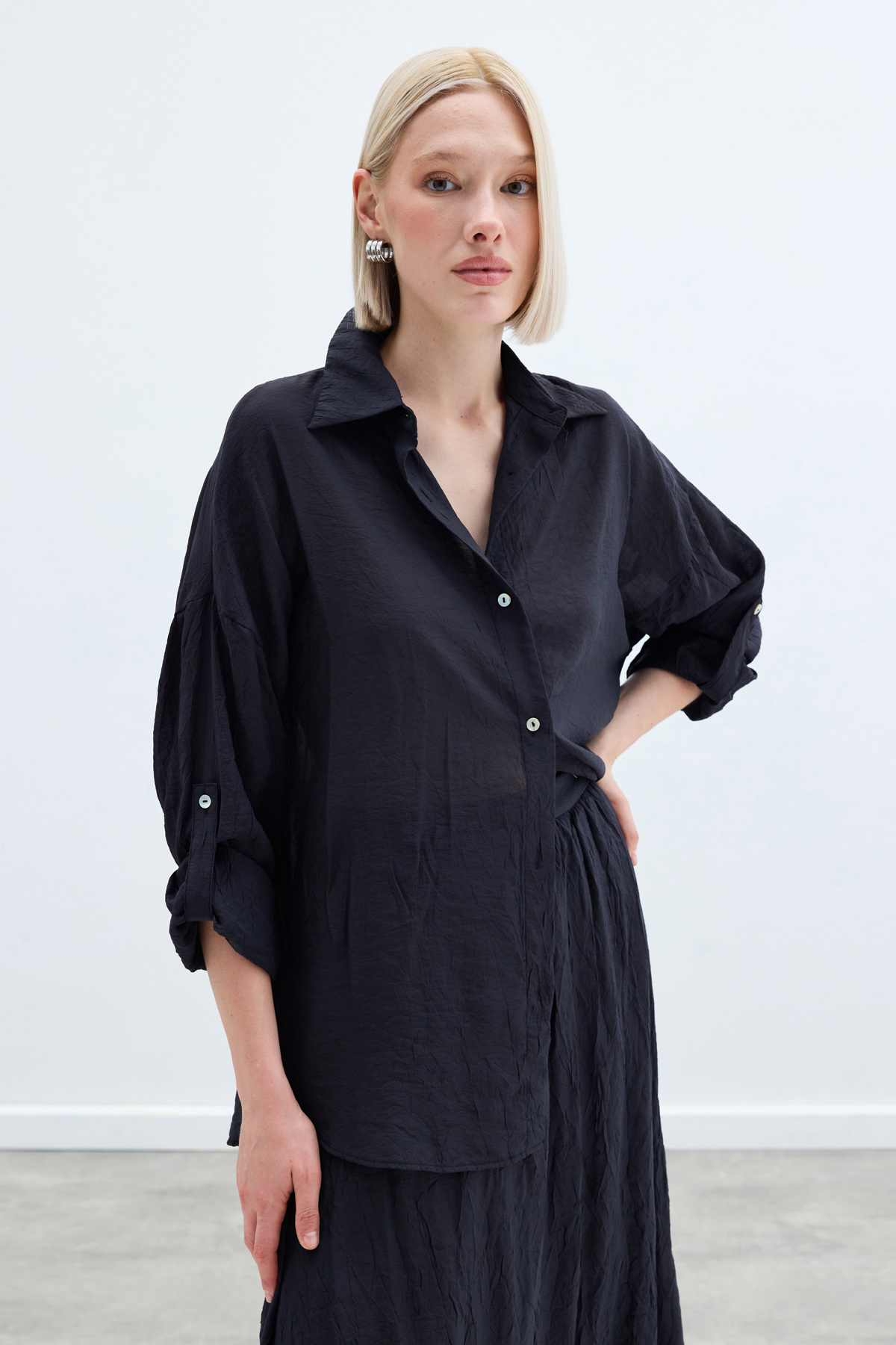 Kol Detaylı Salaş Gömlek - Antrasit