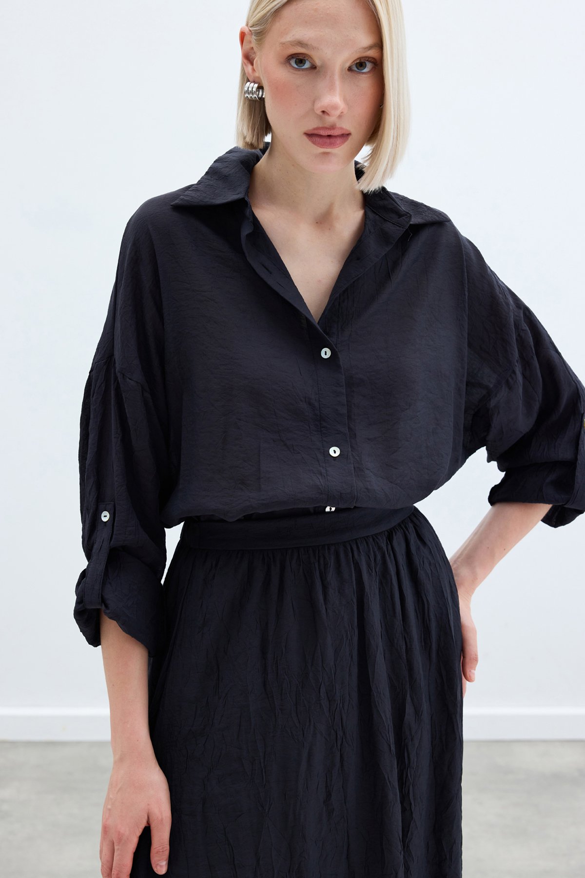 Kol Detaylı Salaş Gömlek - Antrasit