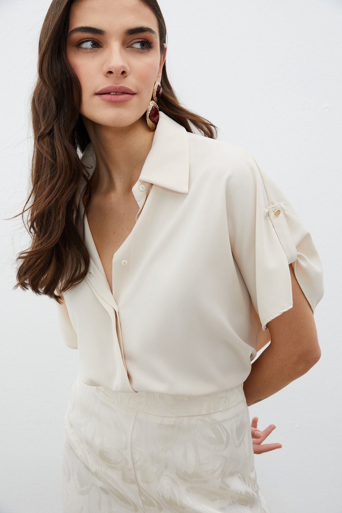 Kol Detaylı Salaş Gömlek - BEJ