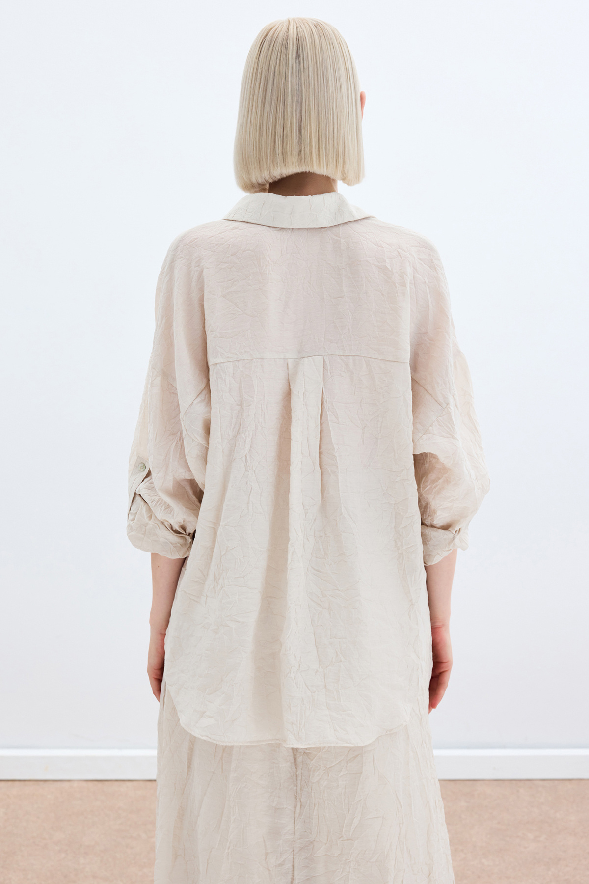 Kol Detaylı Salaş Gömlek - Bej