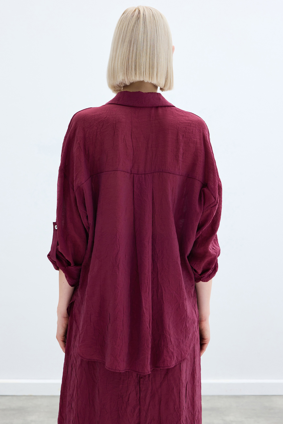 Kol Detaylı Salaş Gömlek - Bordo
