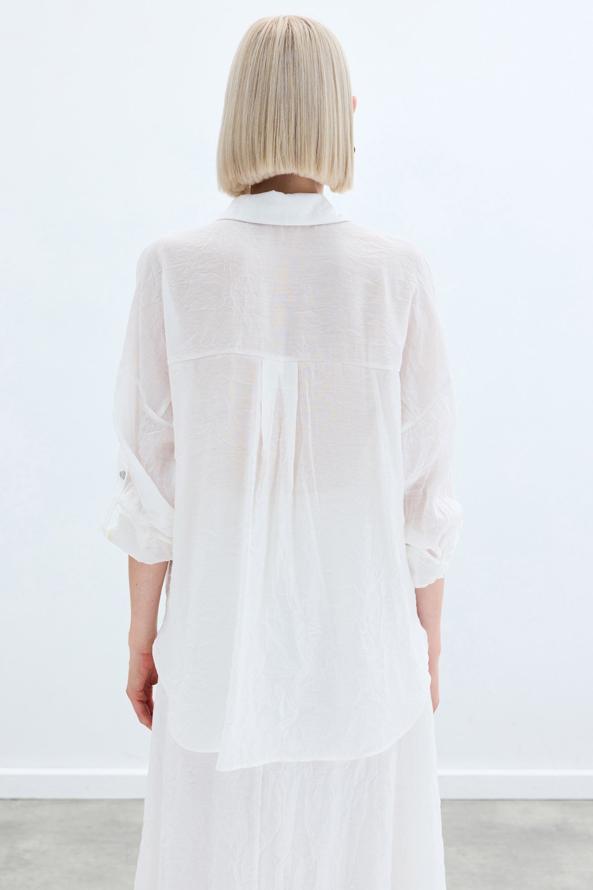 Kol Detaylı Salaş Gömlek - Ekru