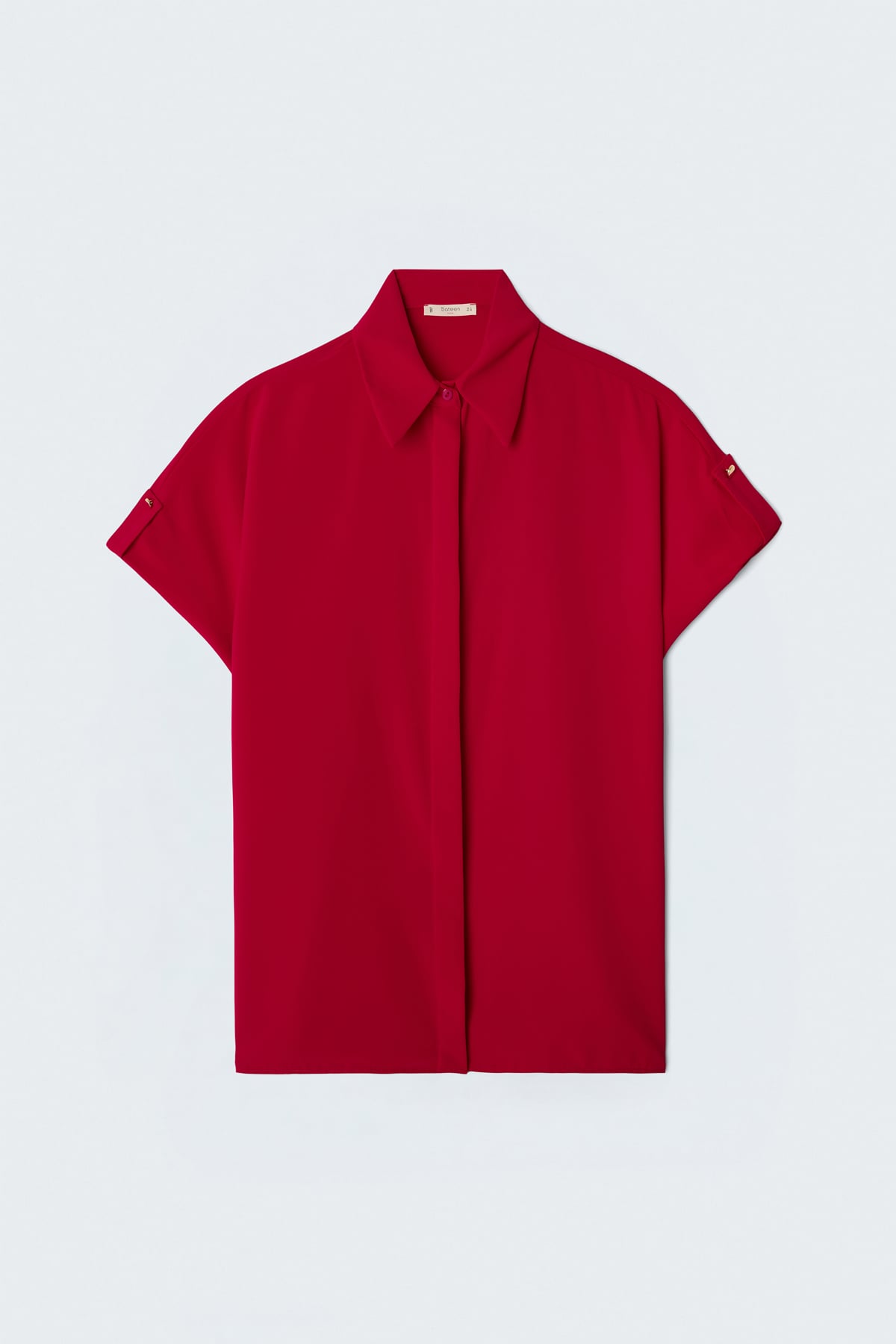 Sleeve Detailed Loose Shirt - Red