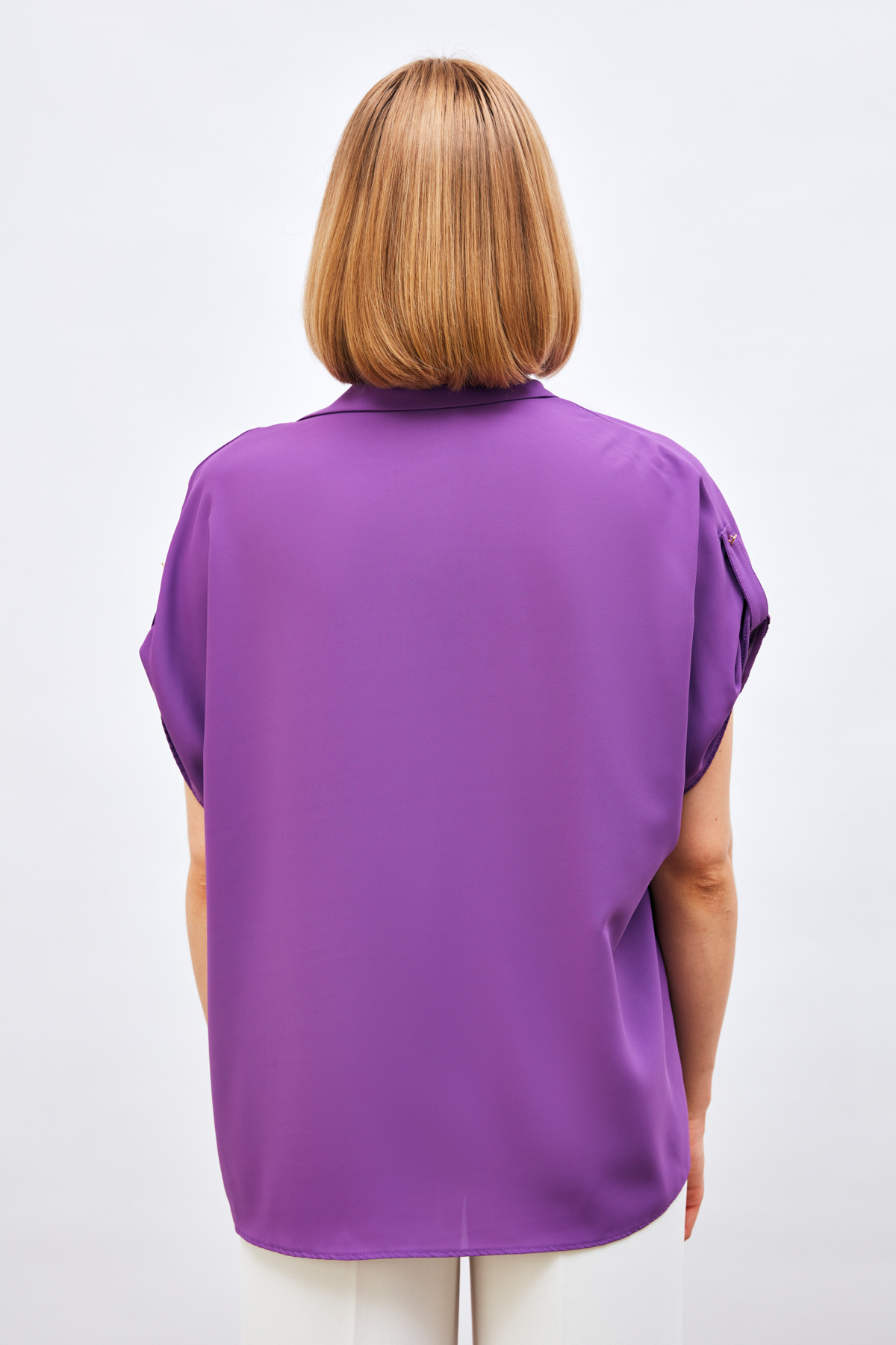 Sleeve Detailed Loose Shirt - PURPLE
