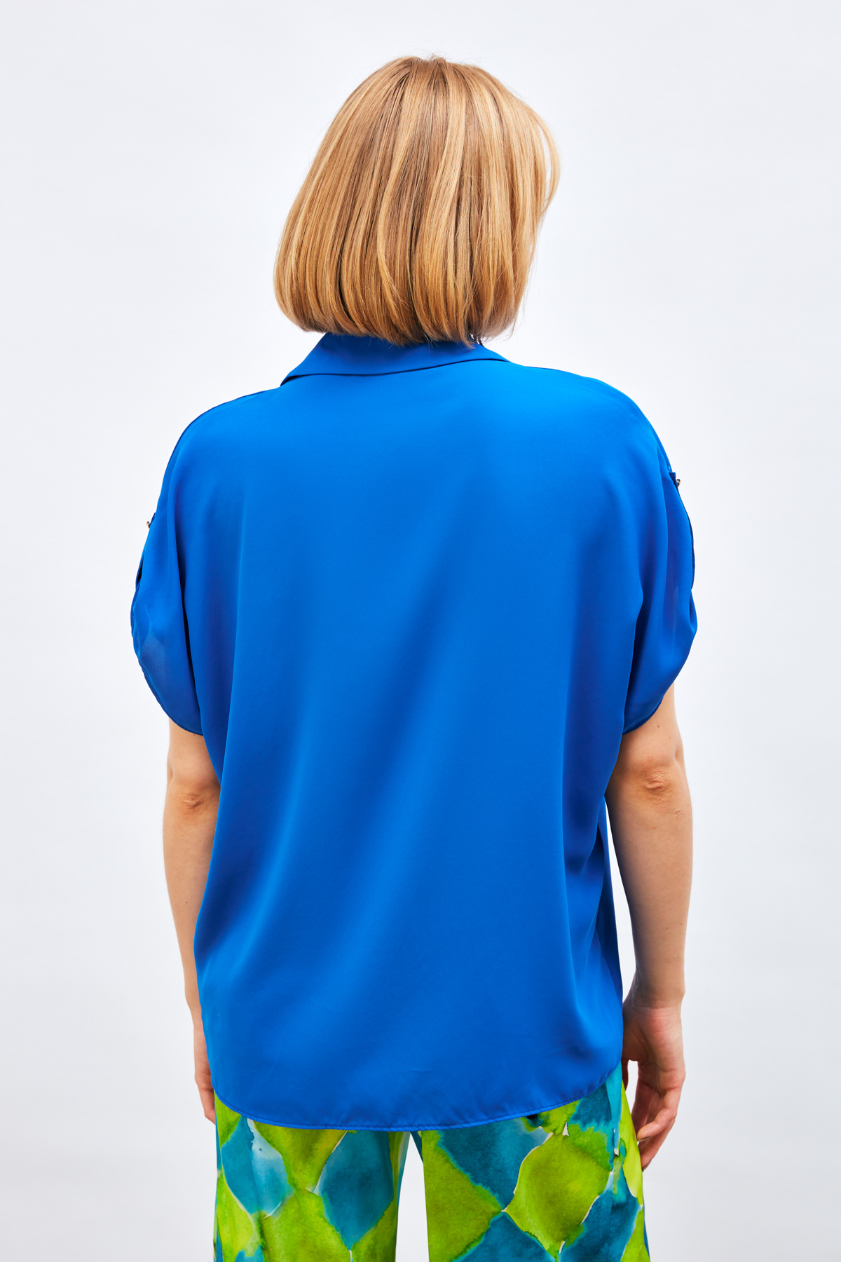 Kol Detaylı Salaş Gömlek - SAX MAVİ