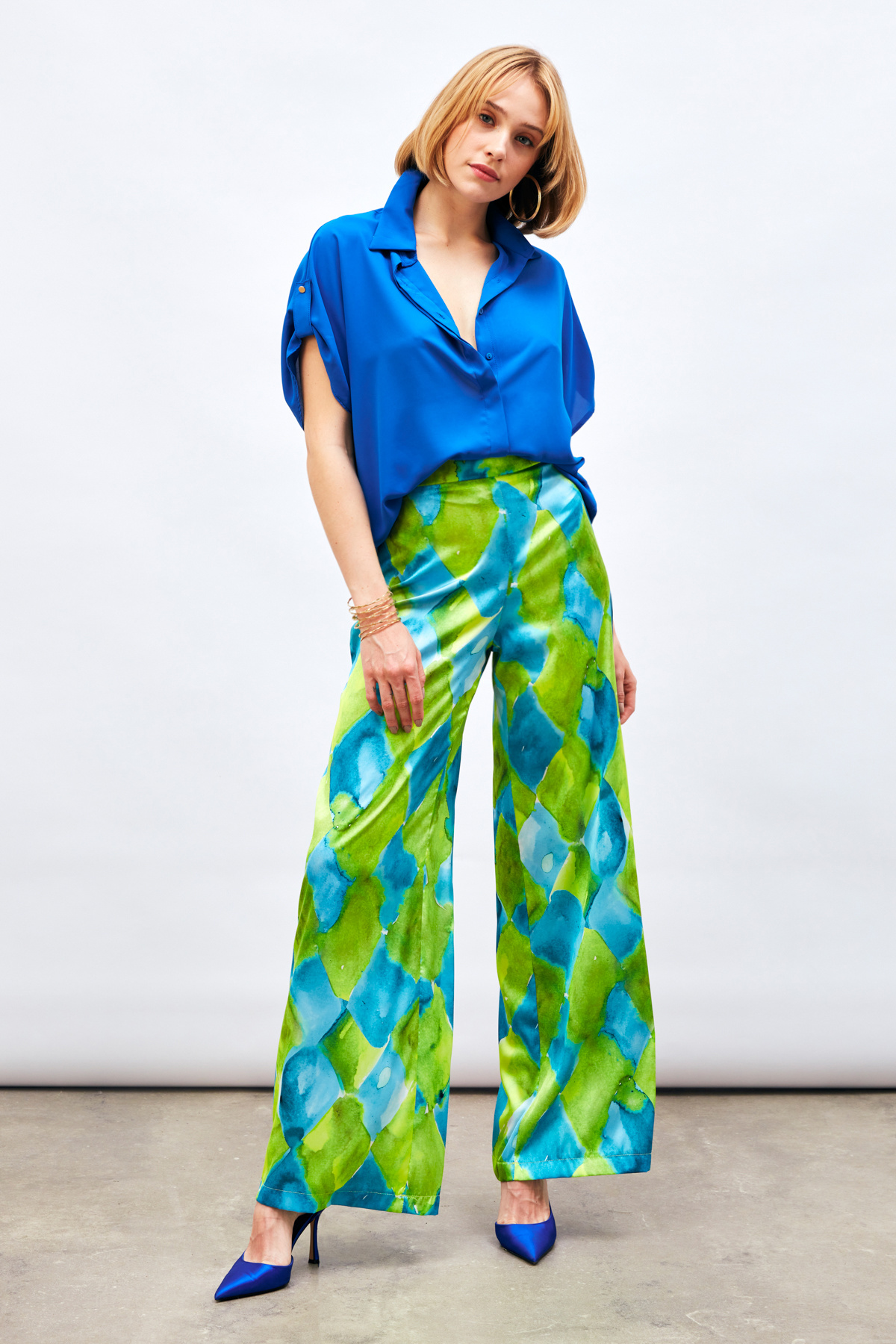 Kol Detaylı Salaş Gömlek - SAX MAVİ