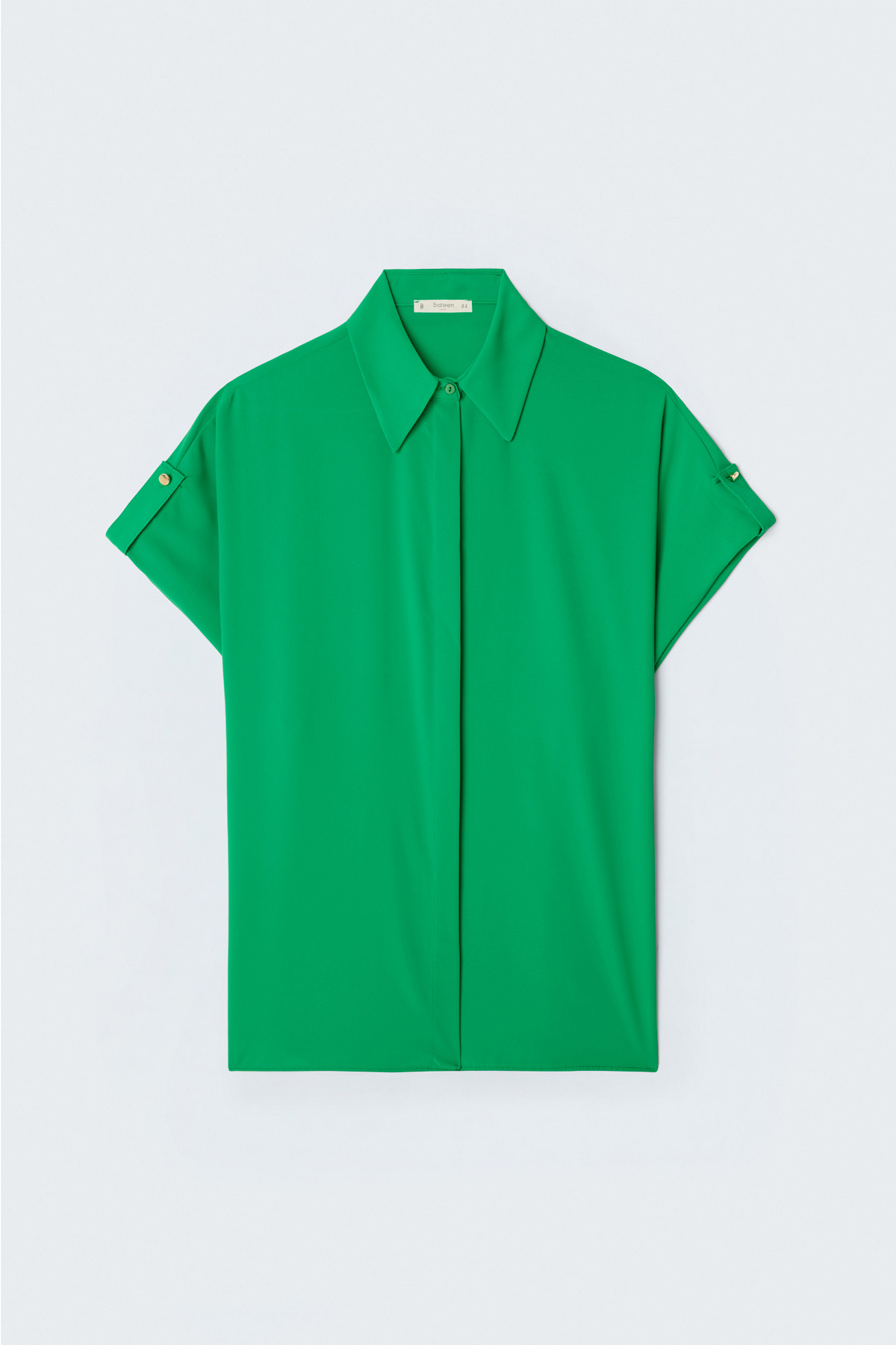 Sleeve Detailed Loose Shirt - Green