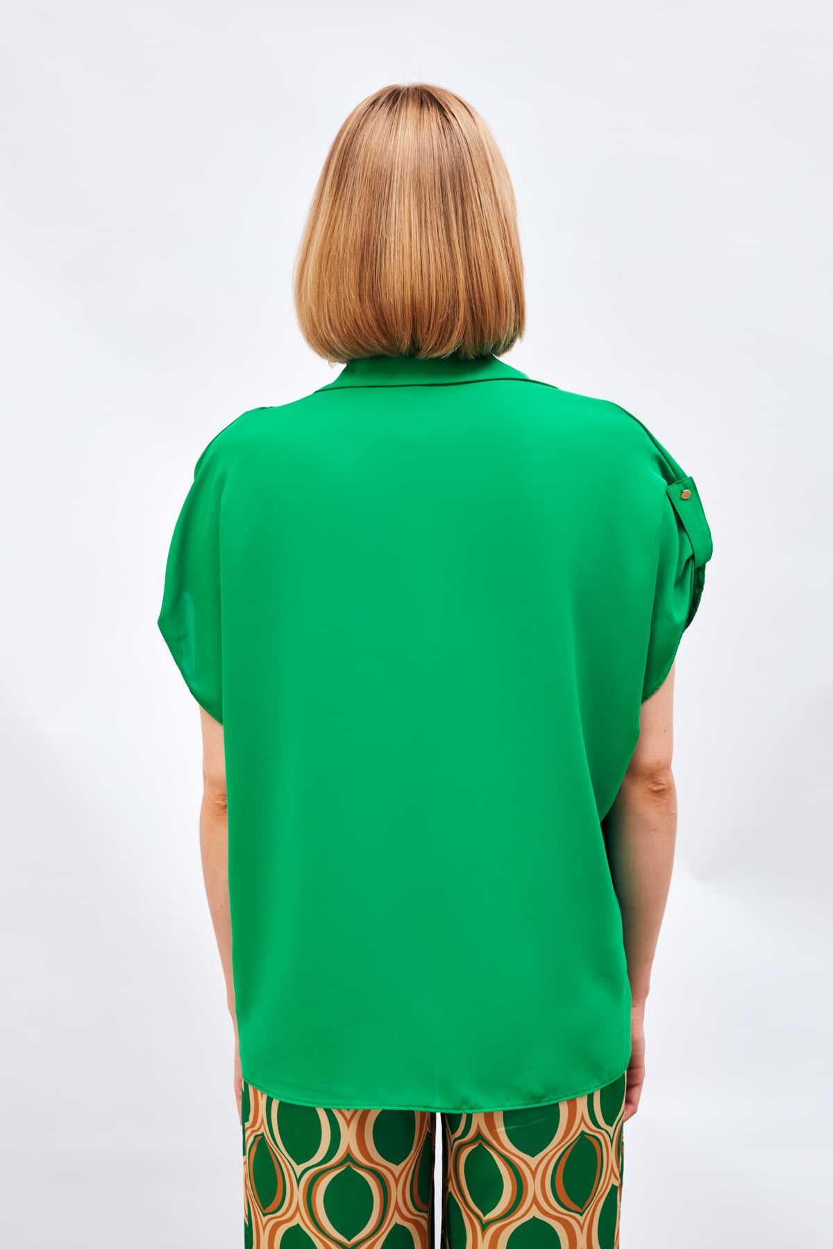 Sleeve Detailed Loose Shirt - GREEN
