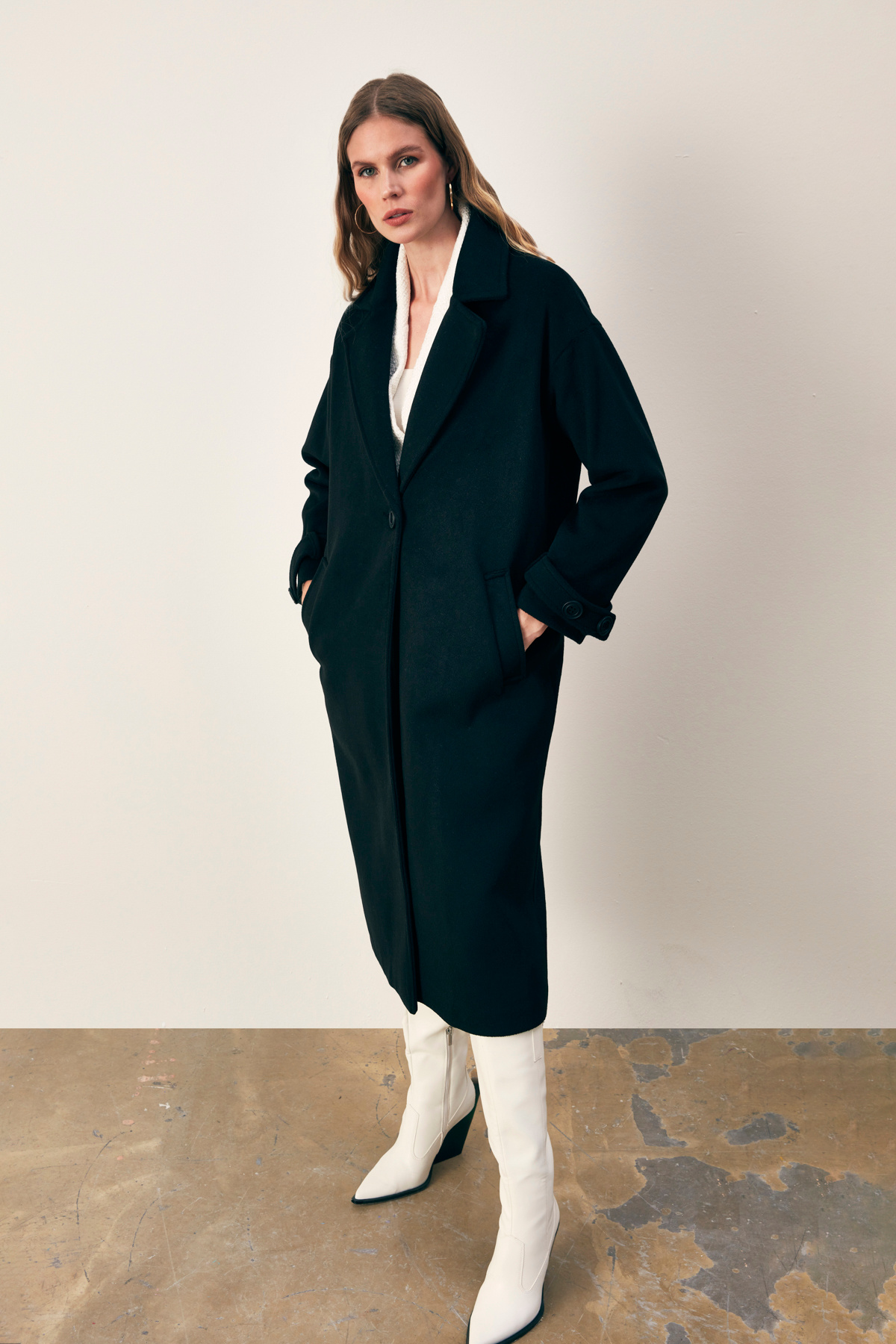 Kol Kemer Detaylı Salaş Kaban - SİYAH