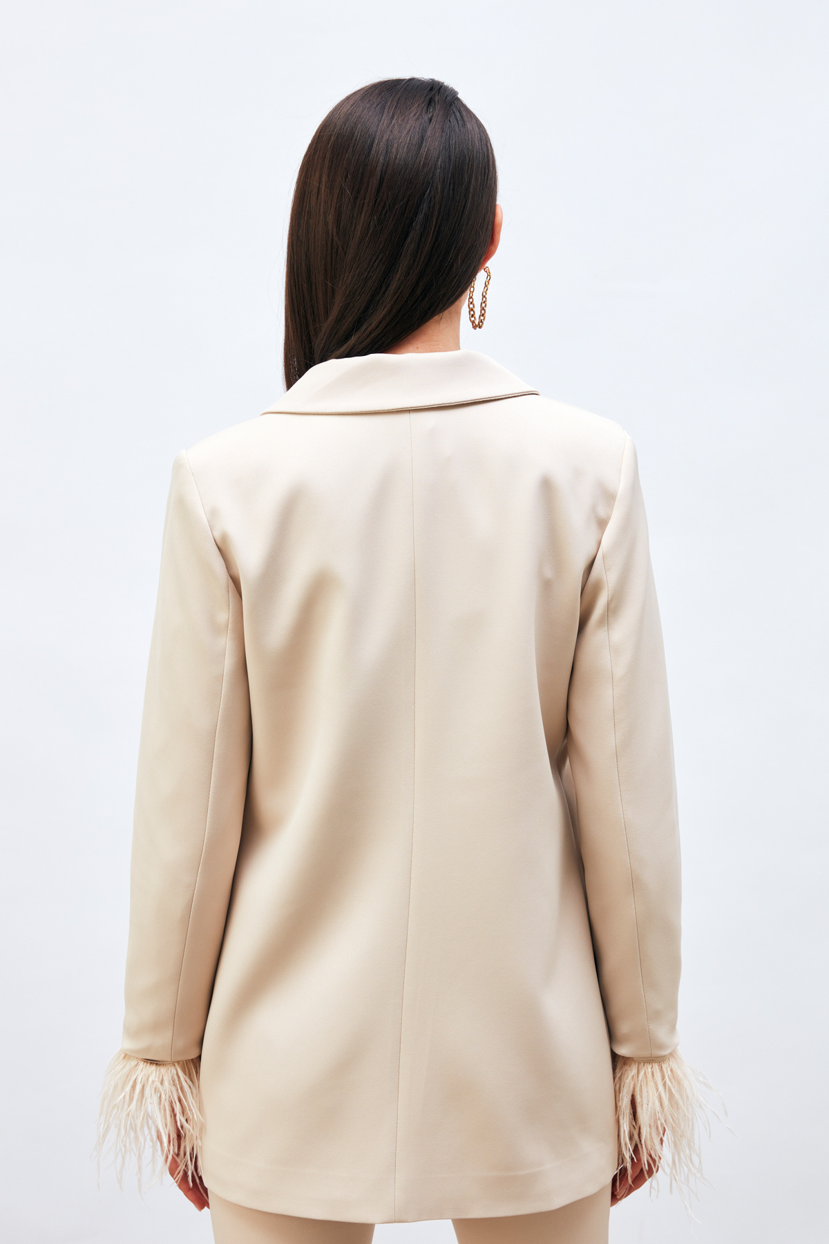 Kolları Tüy Detaylı Ceket - BEJ