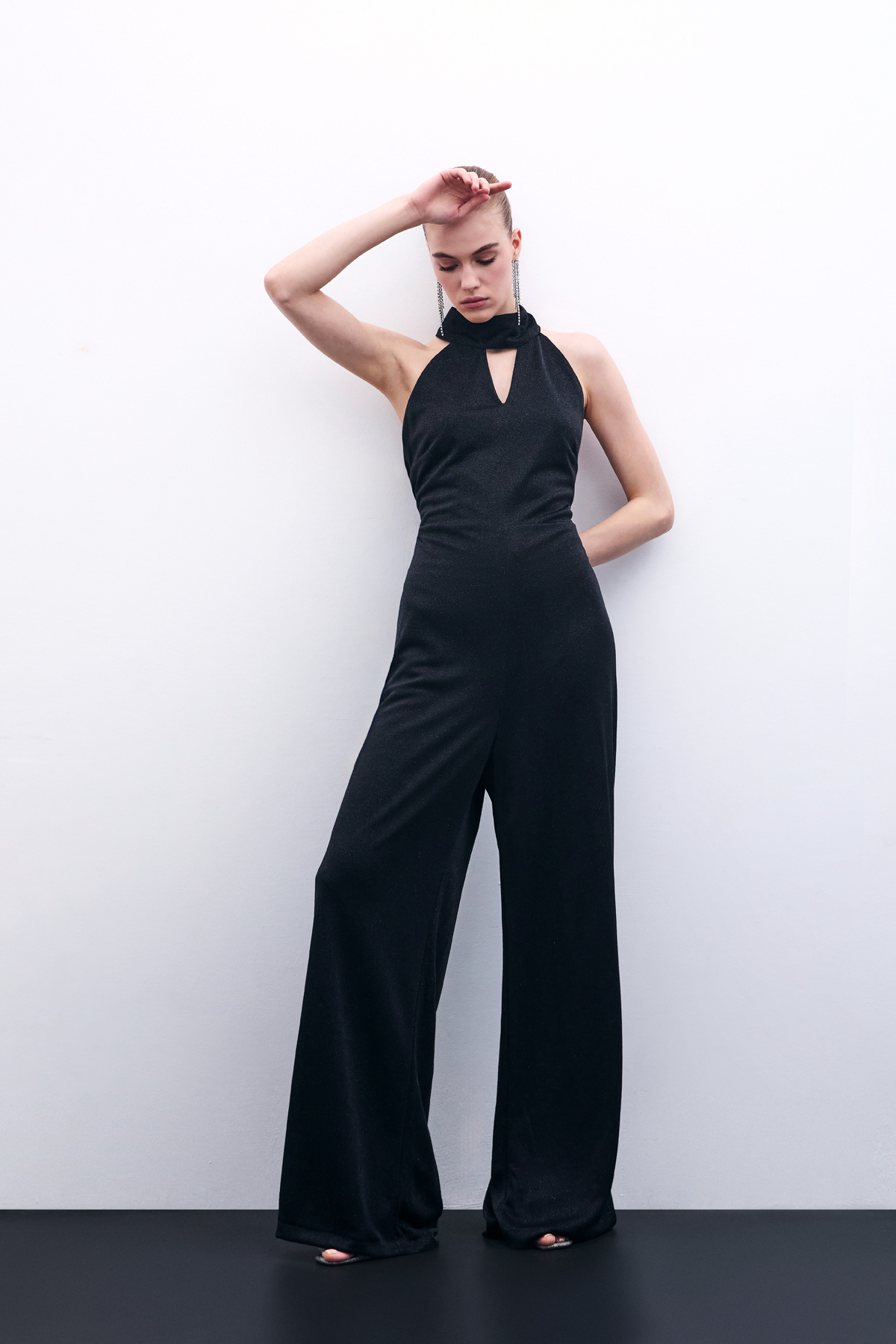 Kolsuz Parlak Tulum - Siyah