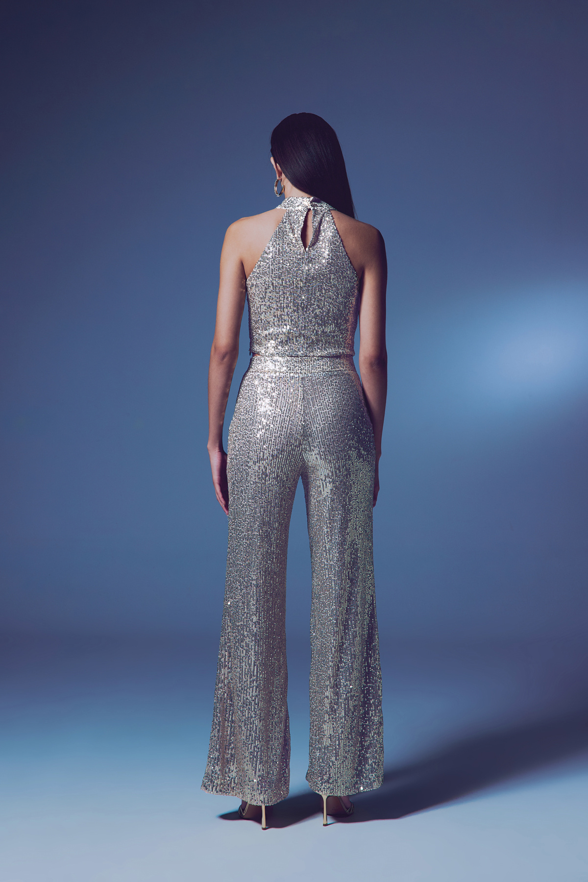 Kolsuz Payetli Bluz - Bej