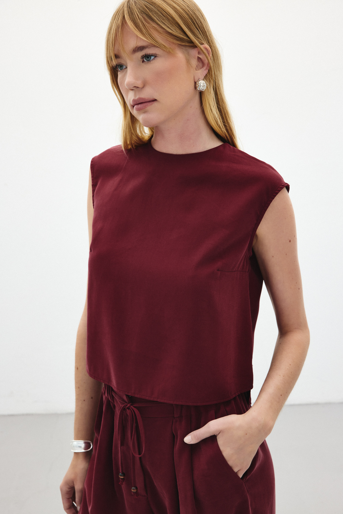 Kolsuz Salaş Bluz - Bordo