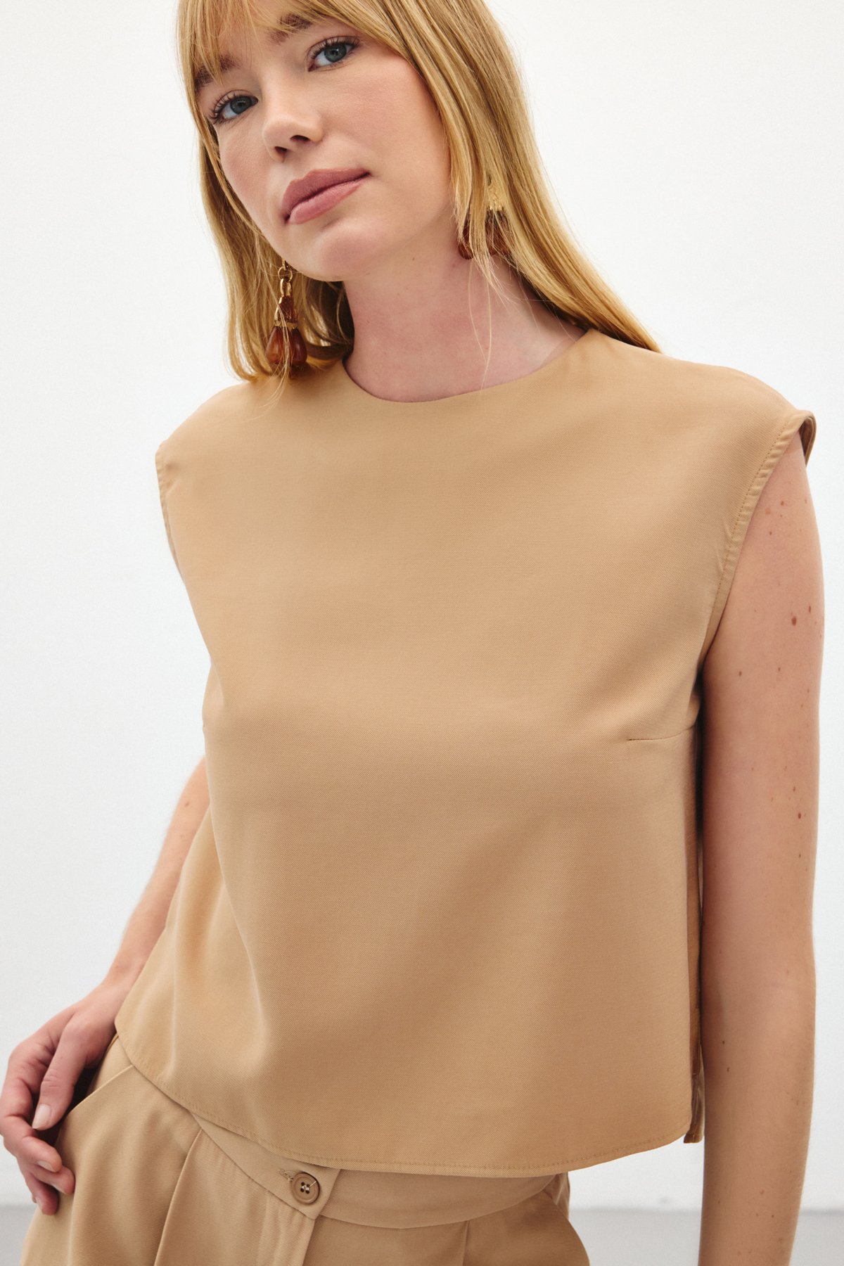 Kolsuz Salaş Bluz - Camel