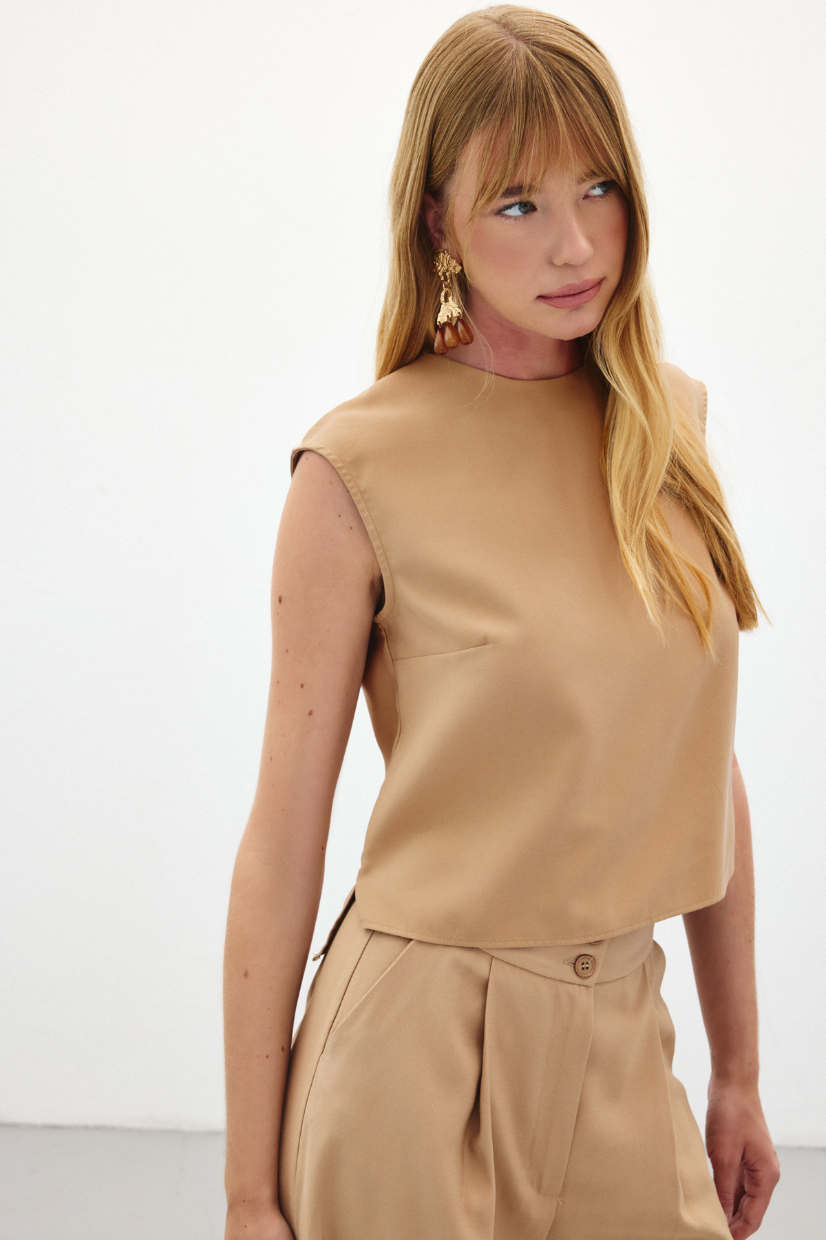 Kolsuz Salaş Bluz - Camel