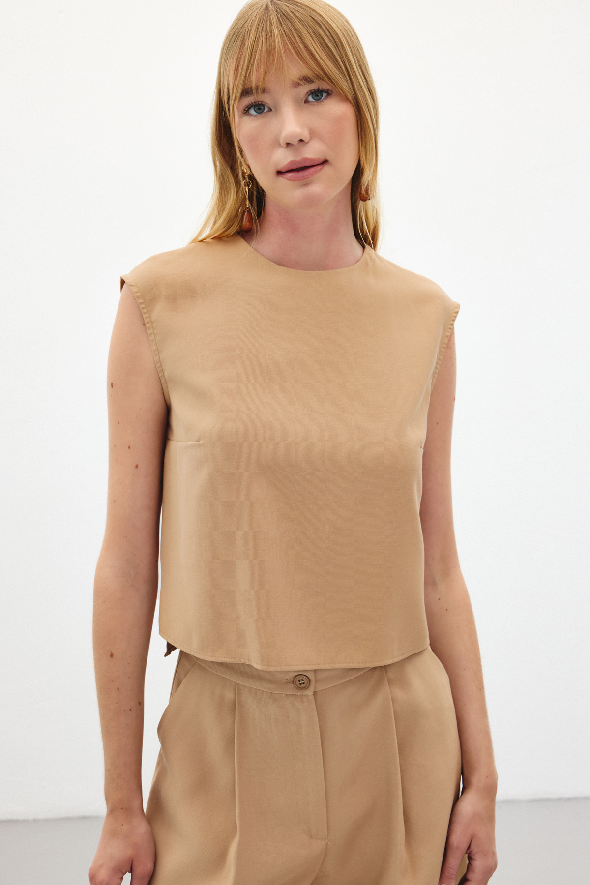 Kolsuz Salaş Bluz - Camel