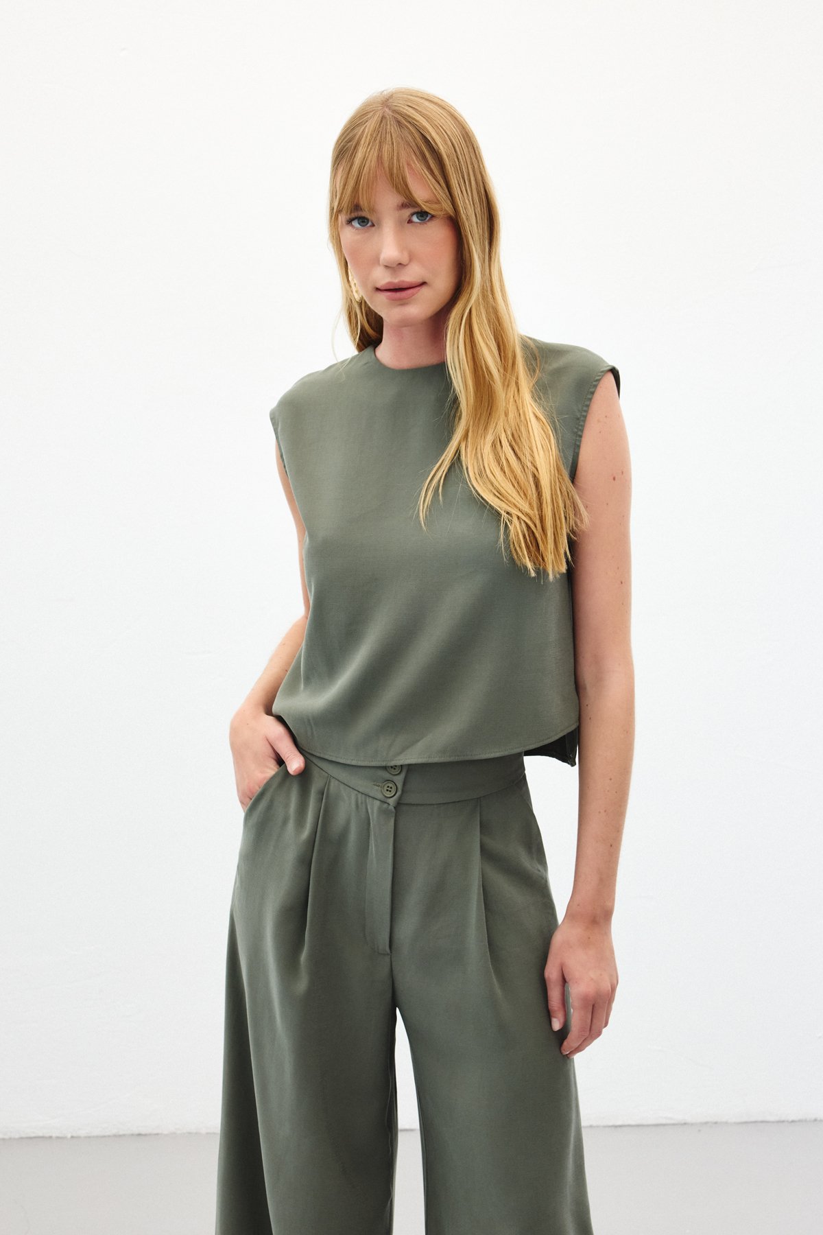 Kolsuz Salaş Bluz - Haki