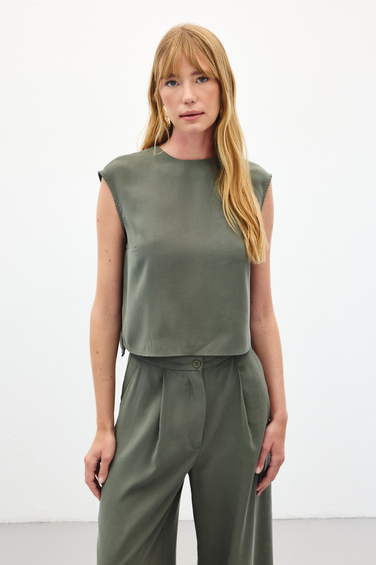 Kolsuz Salaş Bluz - Haki