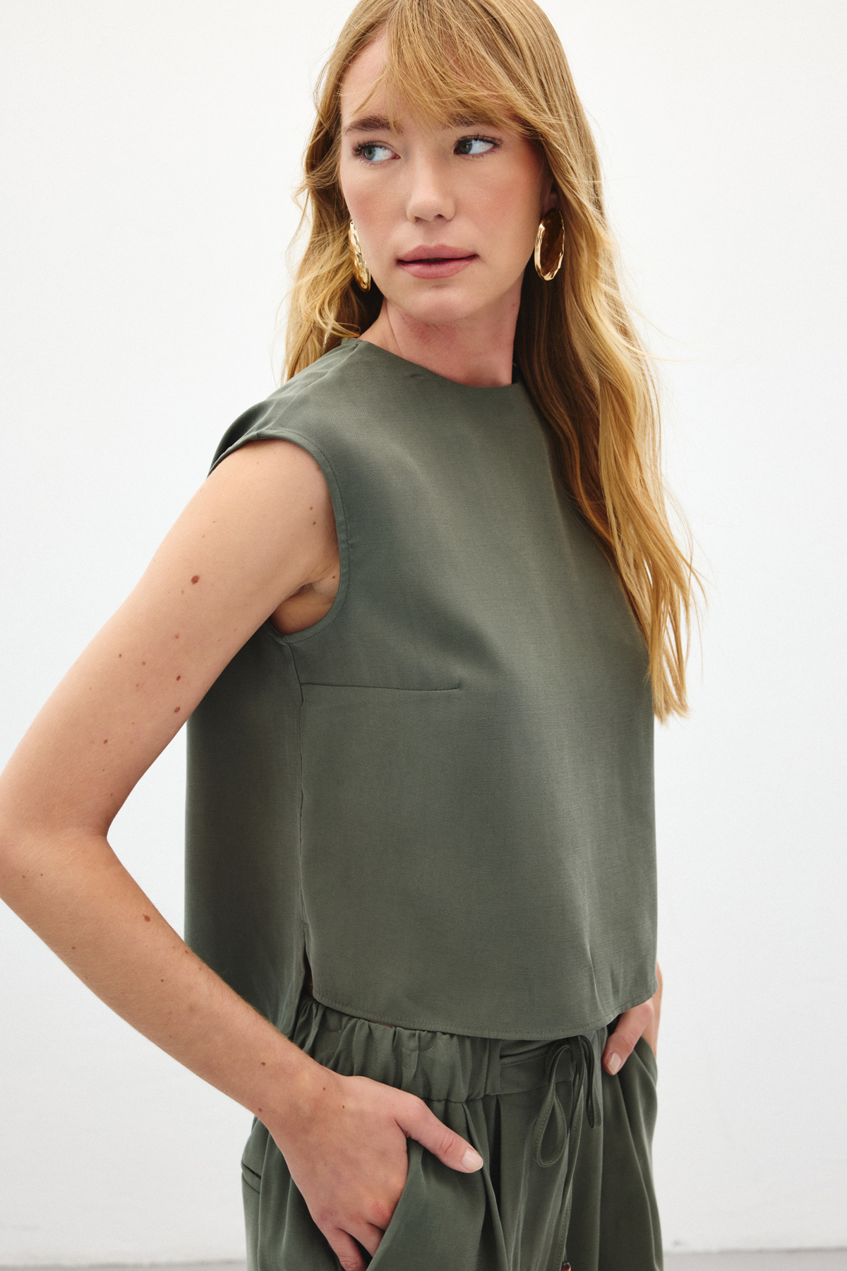 Kolsuz Salaş Bluz - Haki