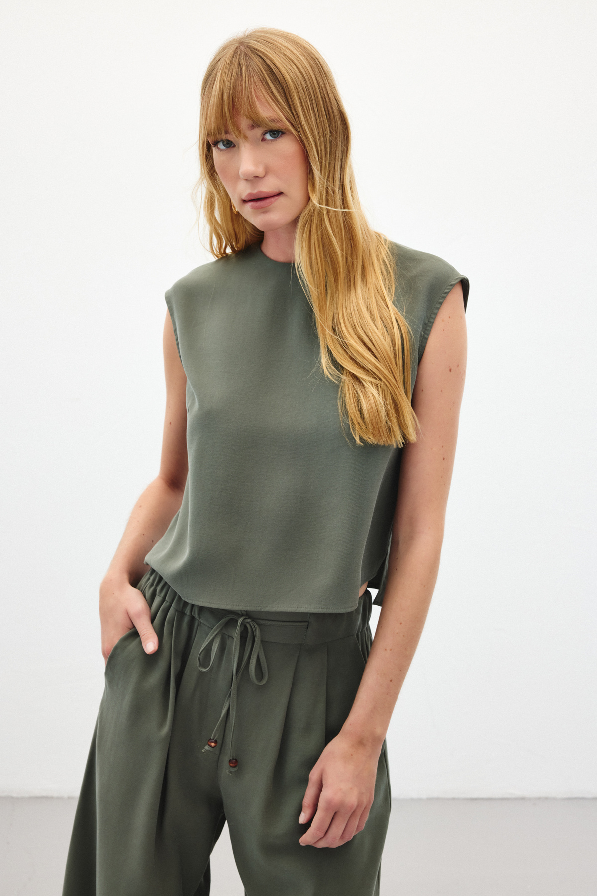 Kolsuz Salaş Bluz - Haki