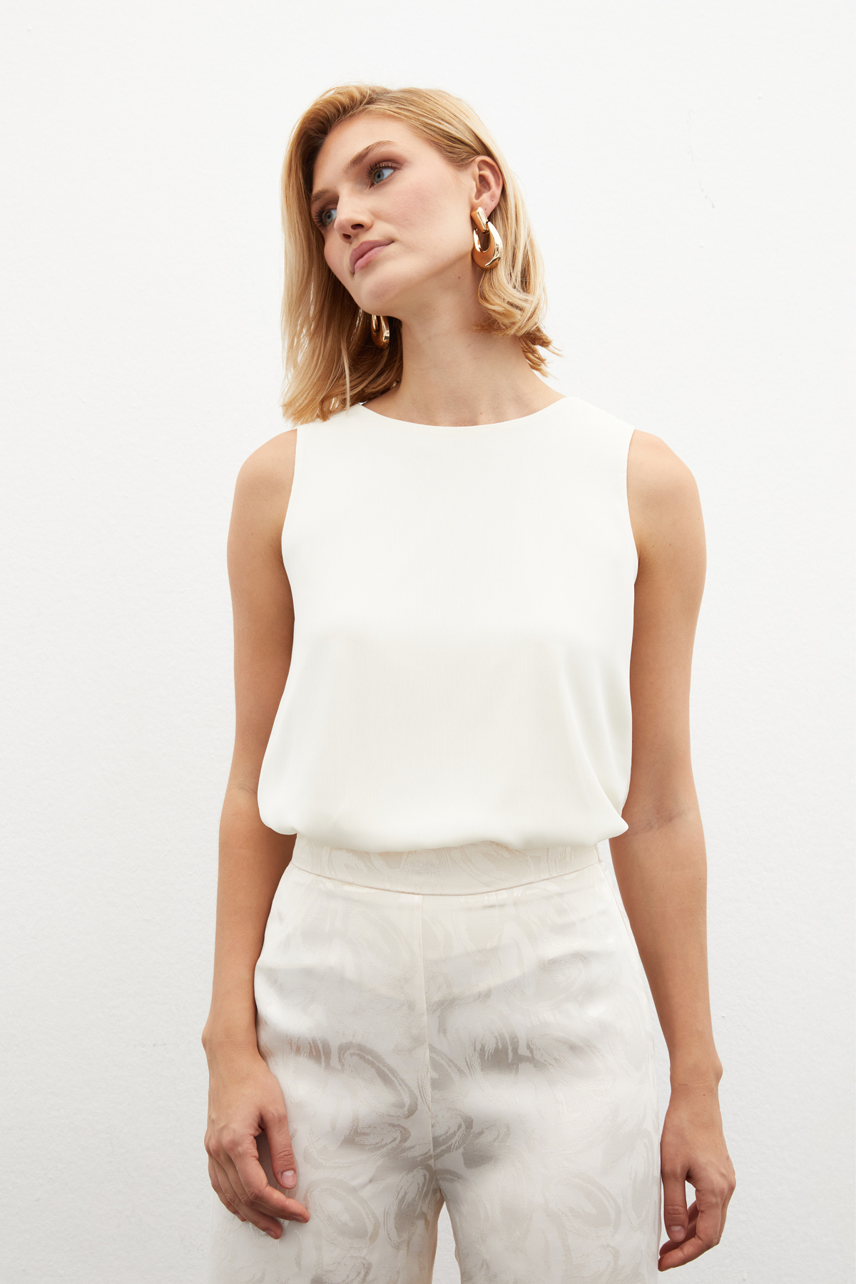 Kolsuz Salaş Bluz - KREM