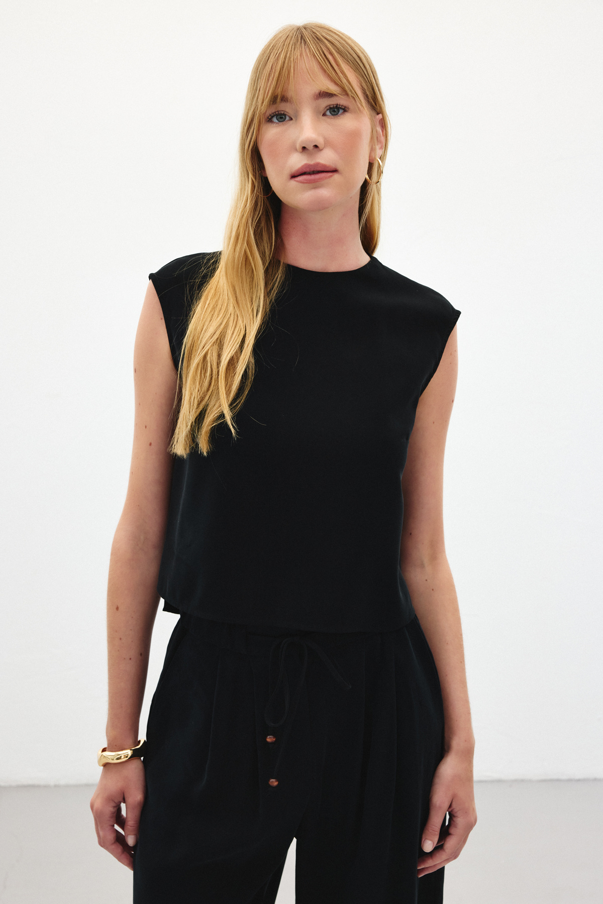 Kolsuz Salaş Bluz - Siyah