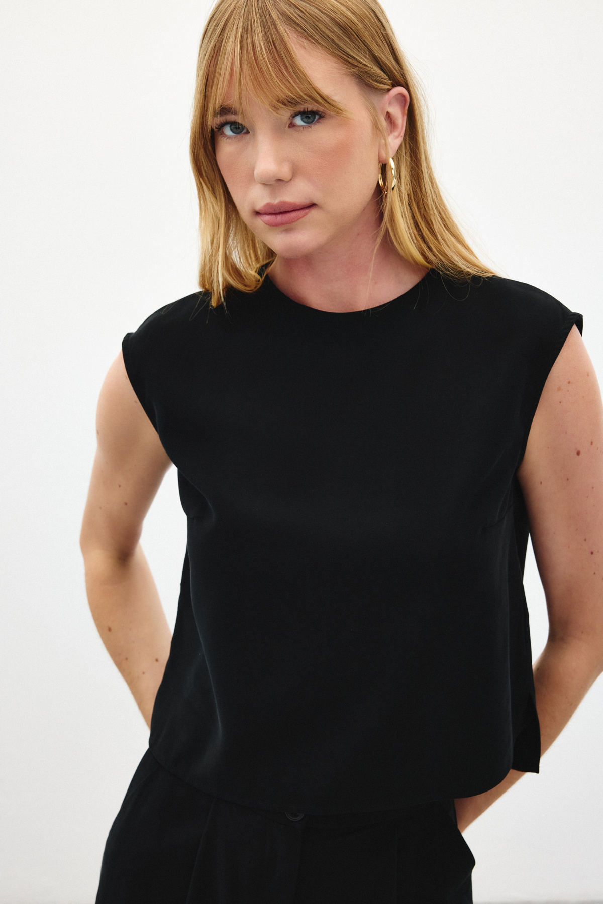 Kolsuz Salaş Bluz - Siyah