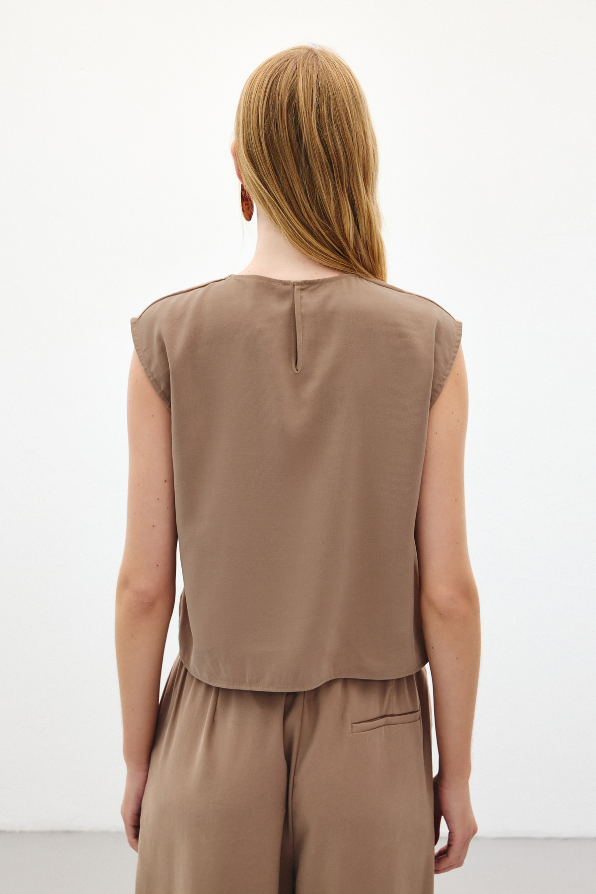 Kolsuz Salaş Bluz - Vizon