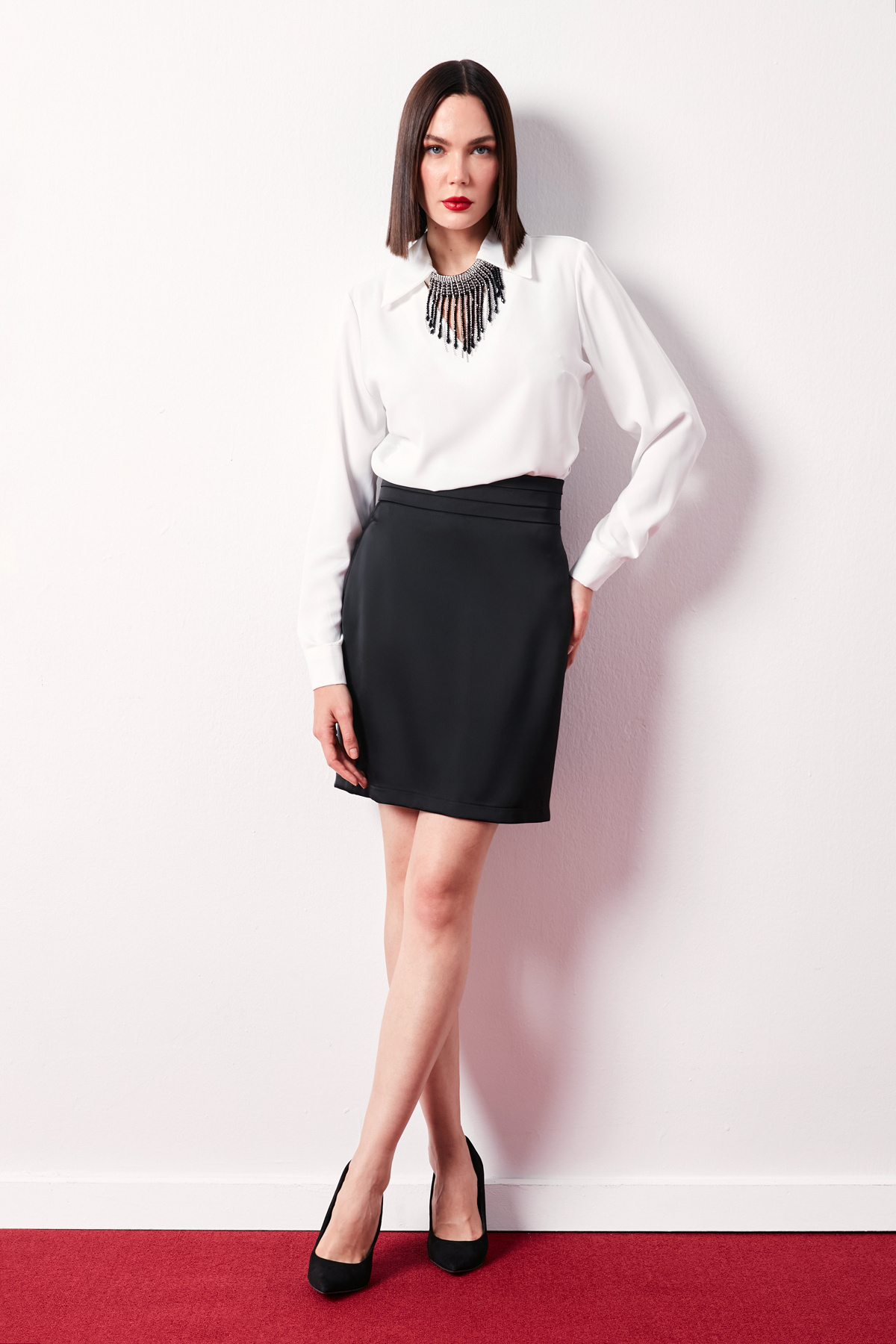 Kolyeli Salaş Bluz - EKRU