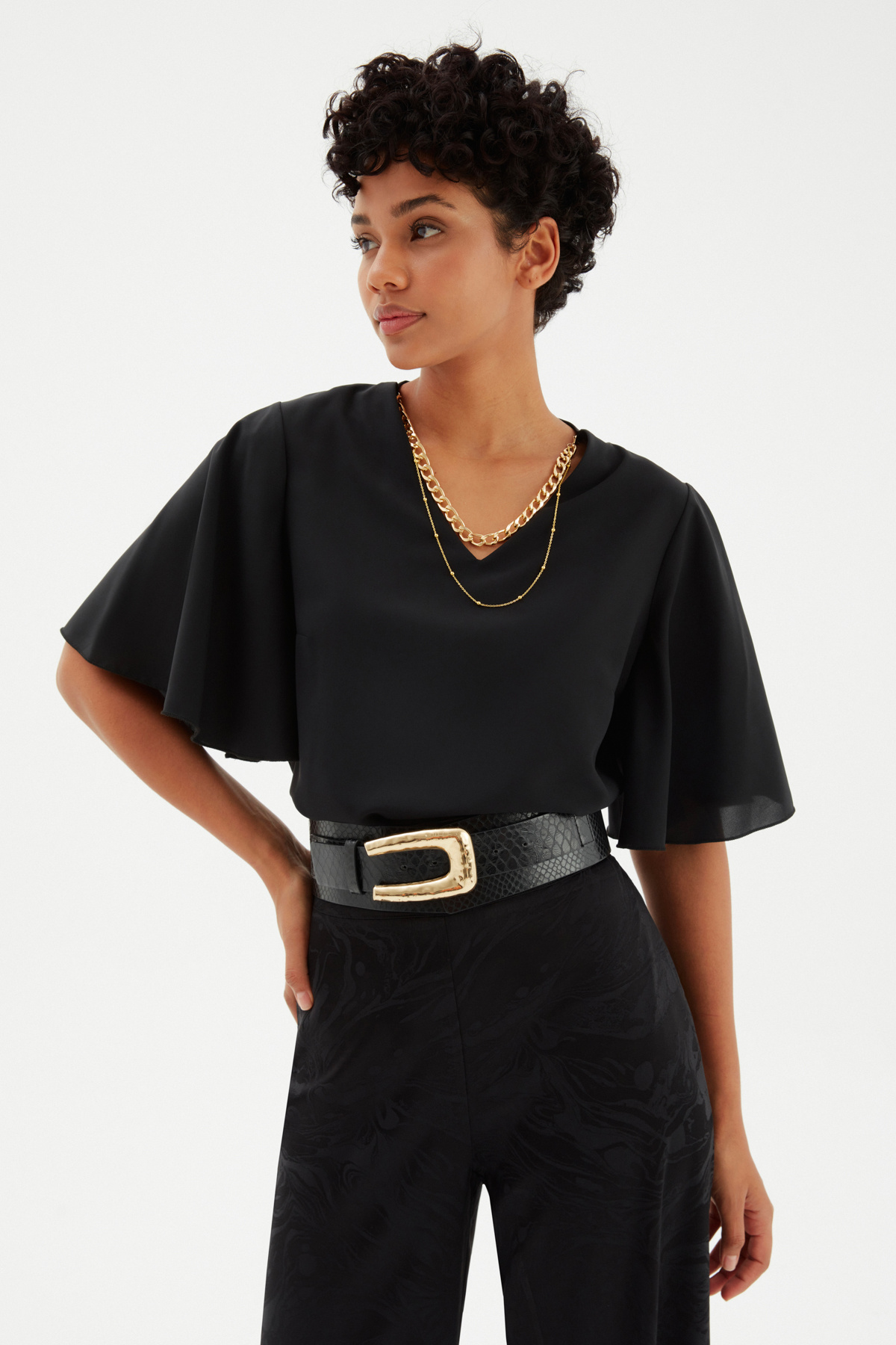 Kolyeli Salaş Bluz - SİYAH