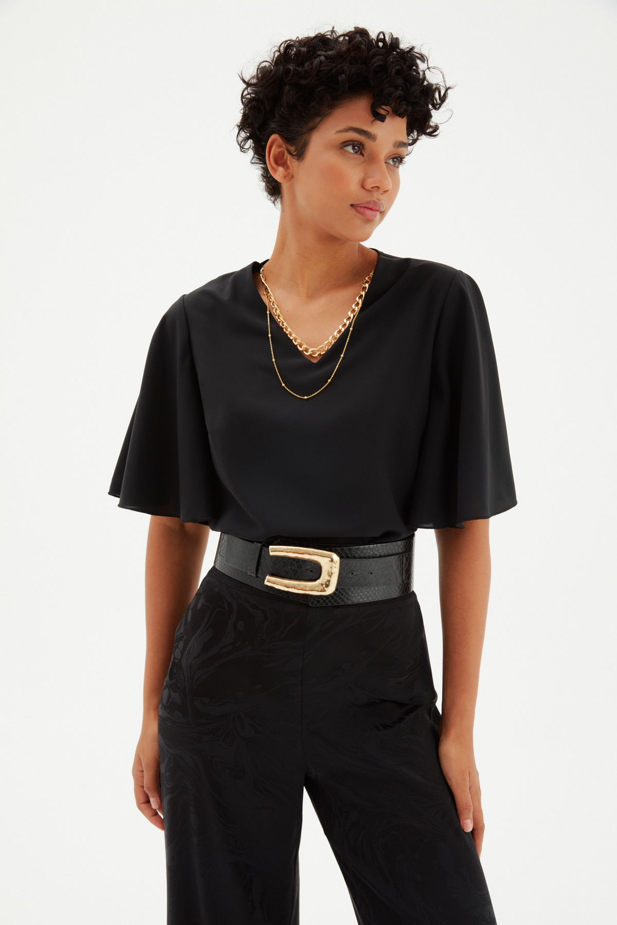 Kolyeli Salaş Bluz - SİYAH