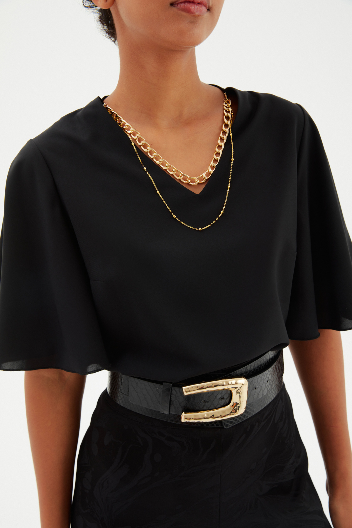 Kolyeli Salaş Bluz - SİYAH