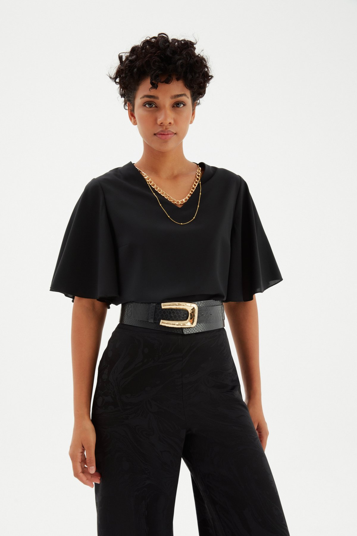 Kolyeli Salaş Bluz - SİYAH