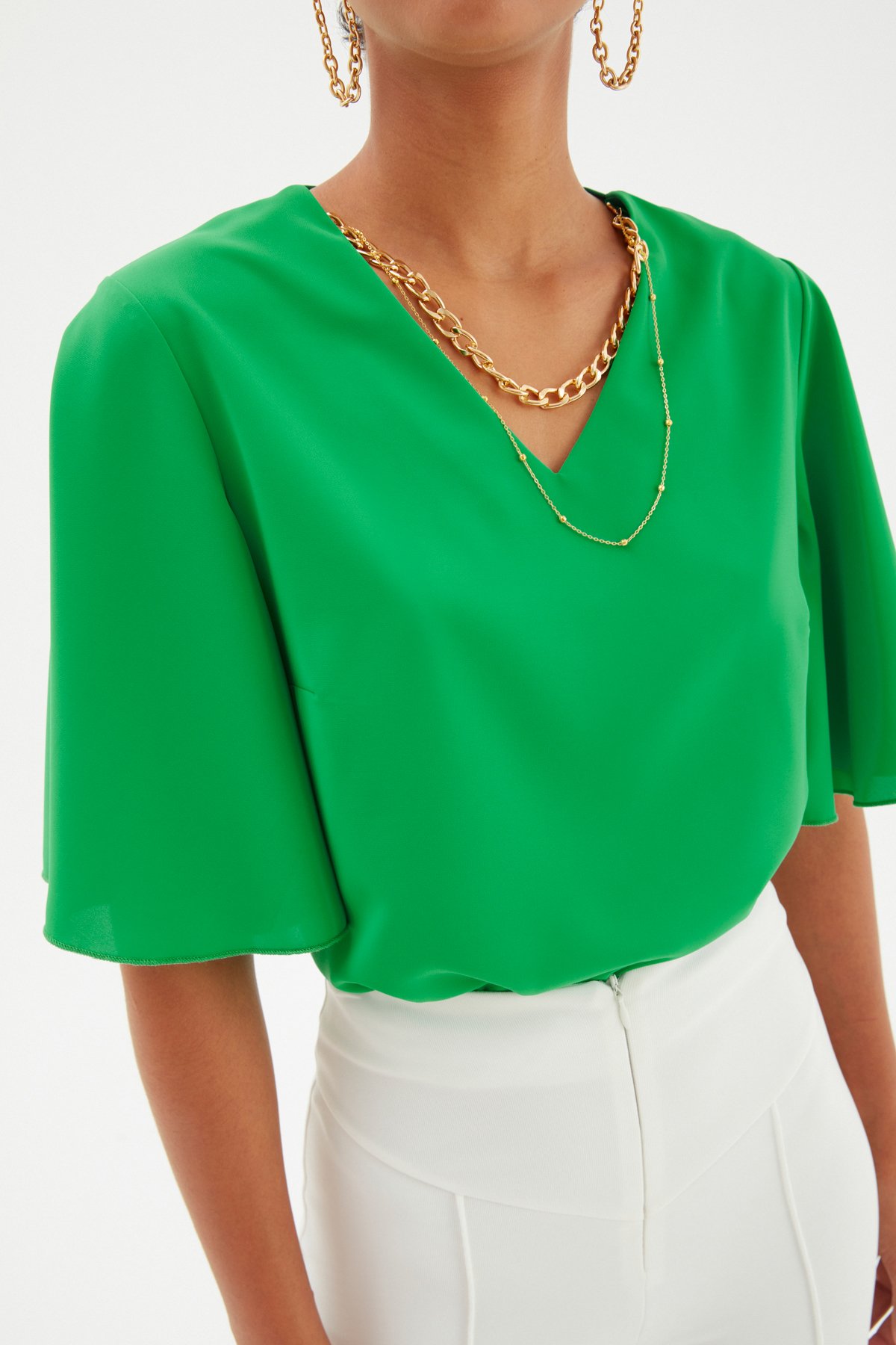 Kolyeli Salaş Bluz - YEŞİL