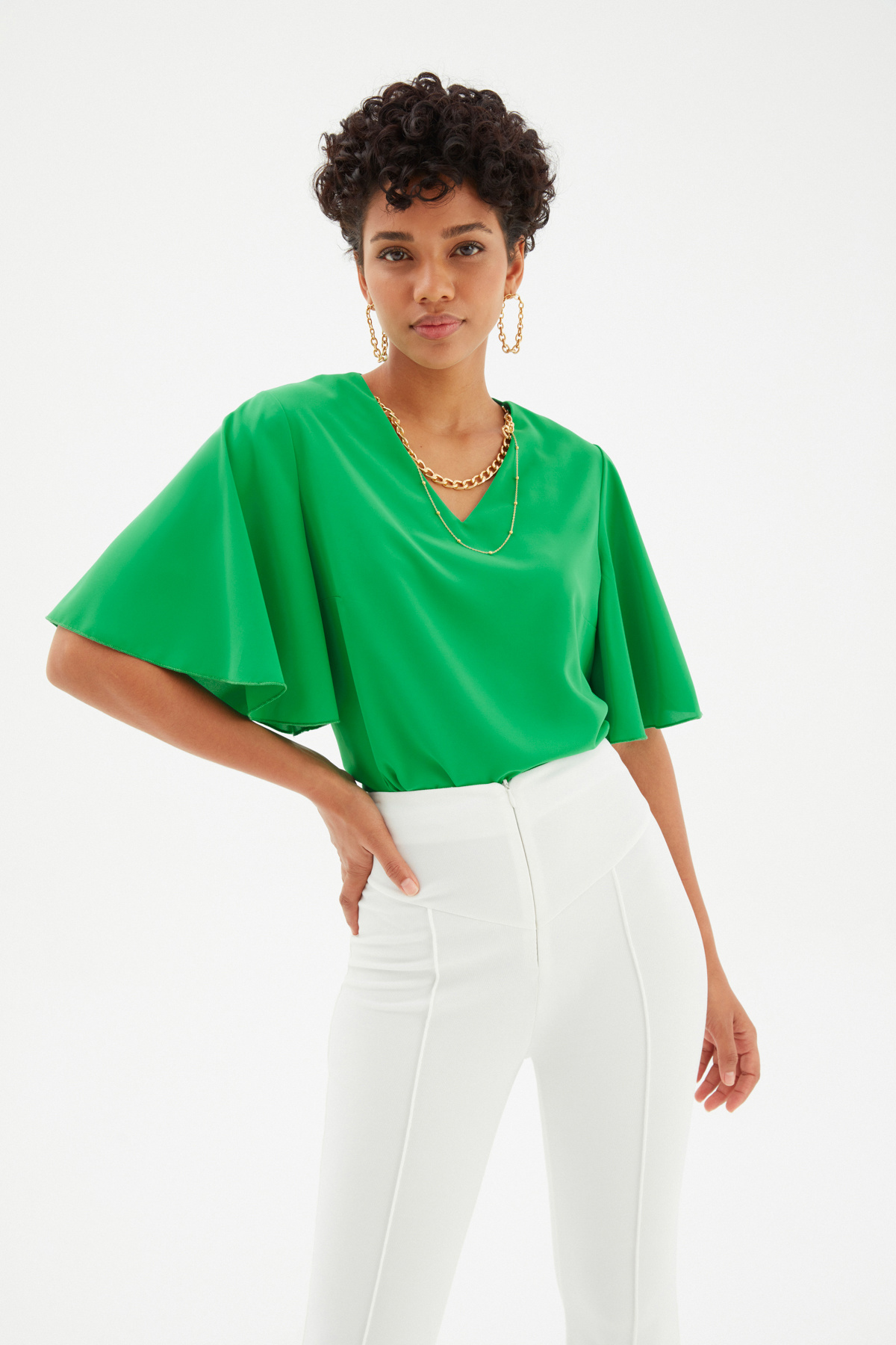 Kolyeli Salaş Bluz - YEŞİL