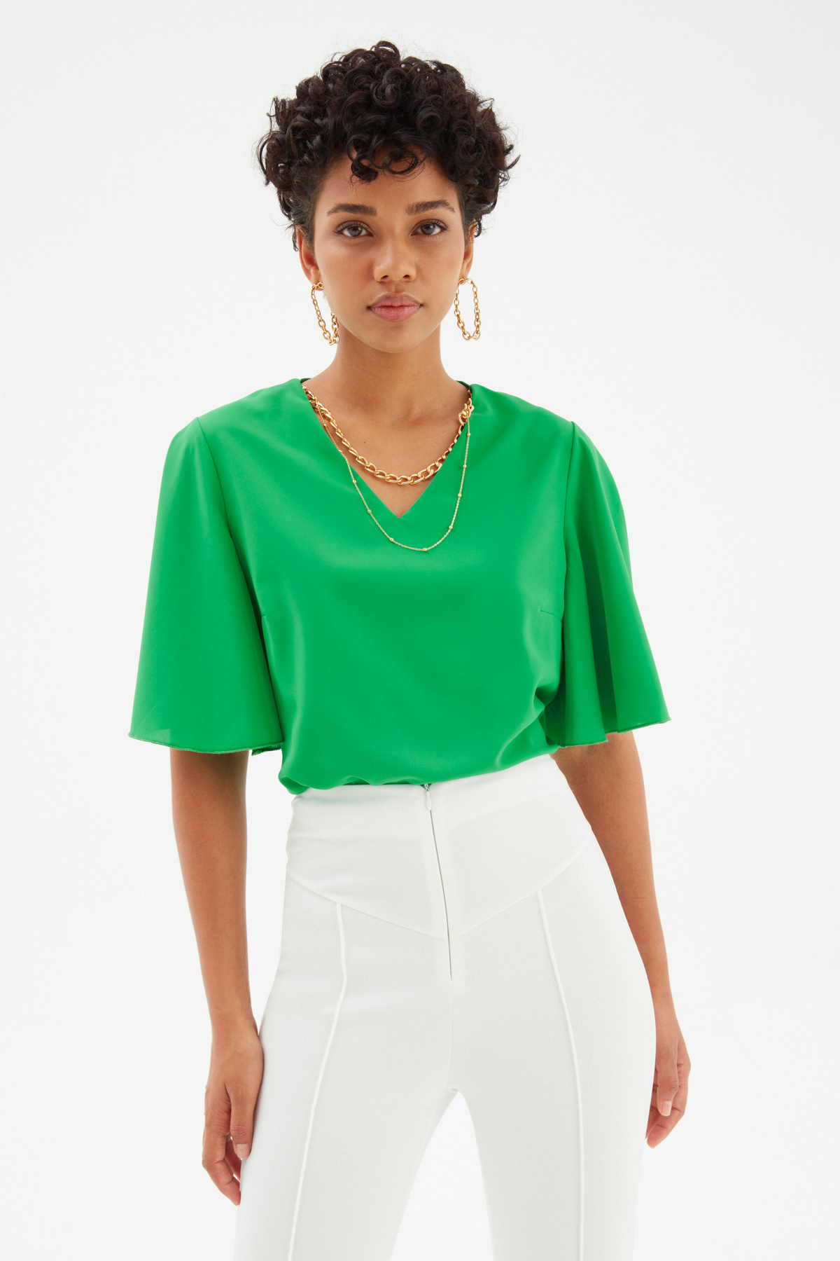 Kolyeli Salaş Bluz - YEŞİL