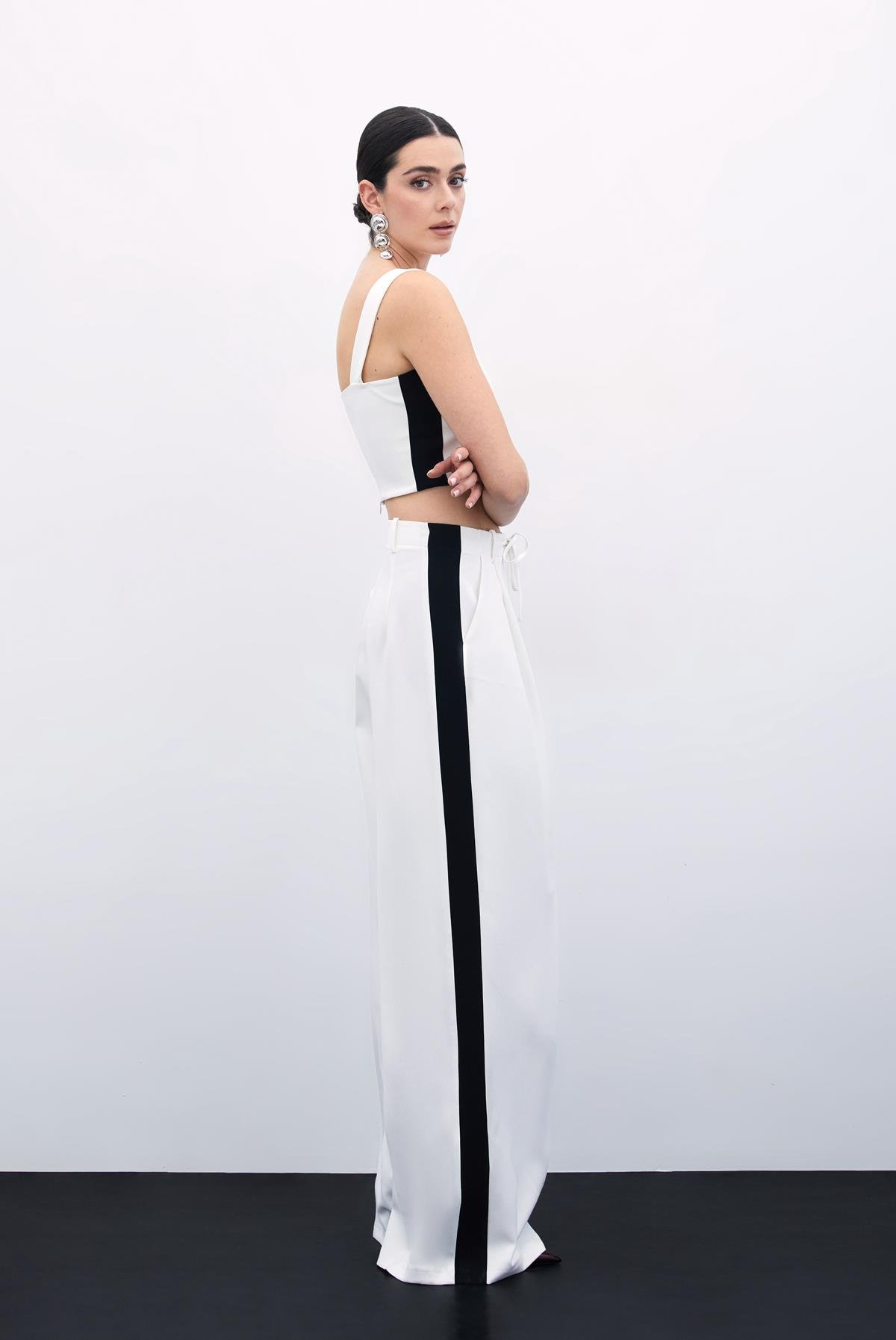 Kontrast Bol Pantolon - Ekru