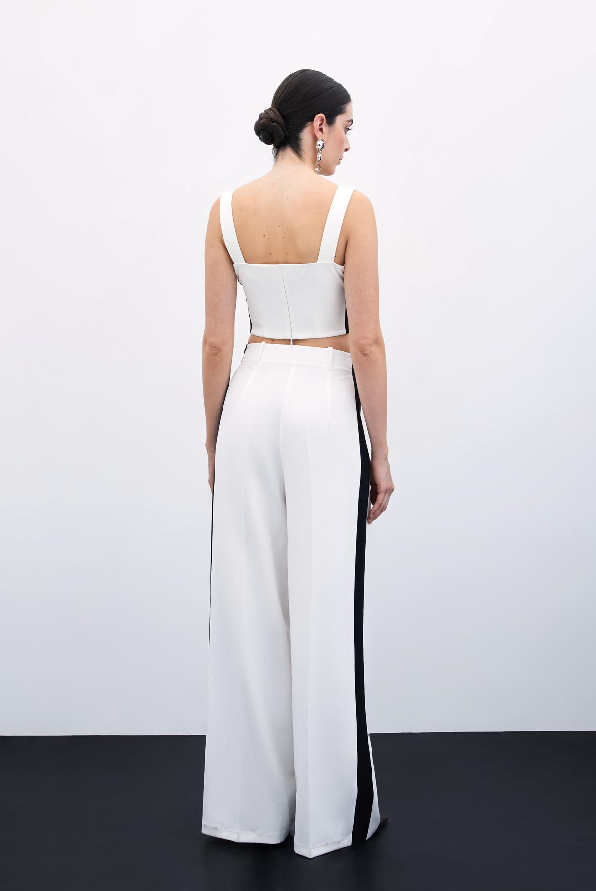 Kontrast Bol Pantolon - Ekru